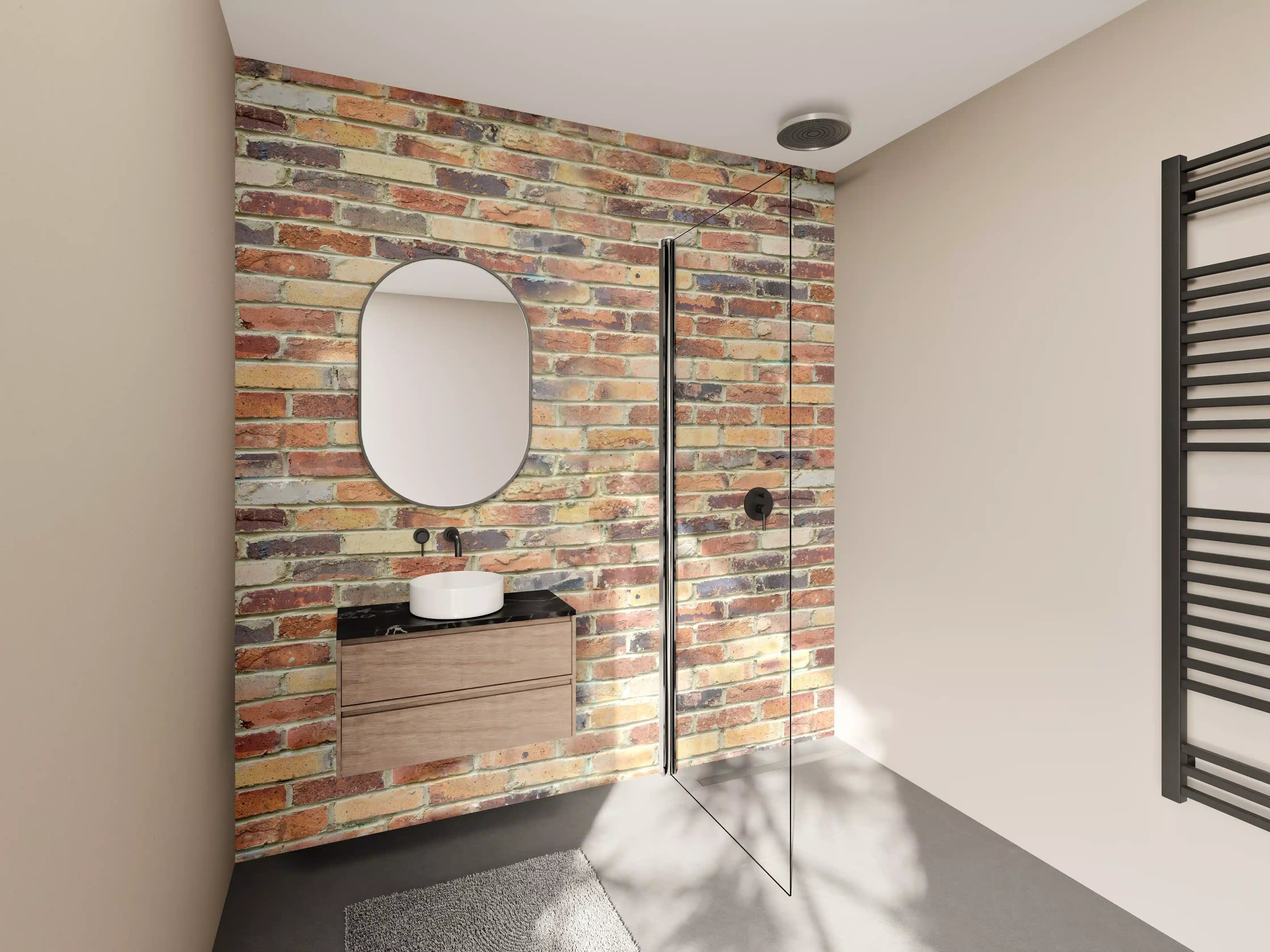 Wandverkleidung Bad - Wand aus farbigen Ziegeln