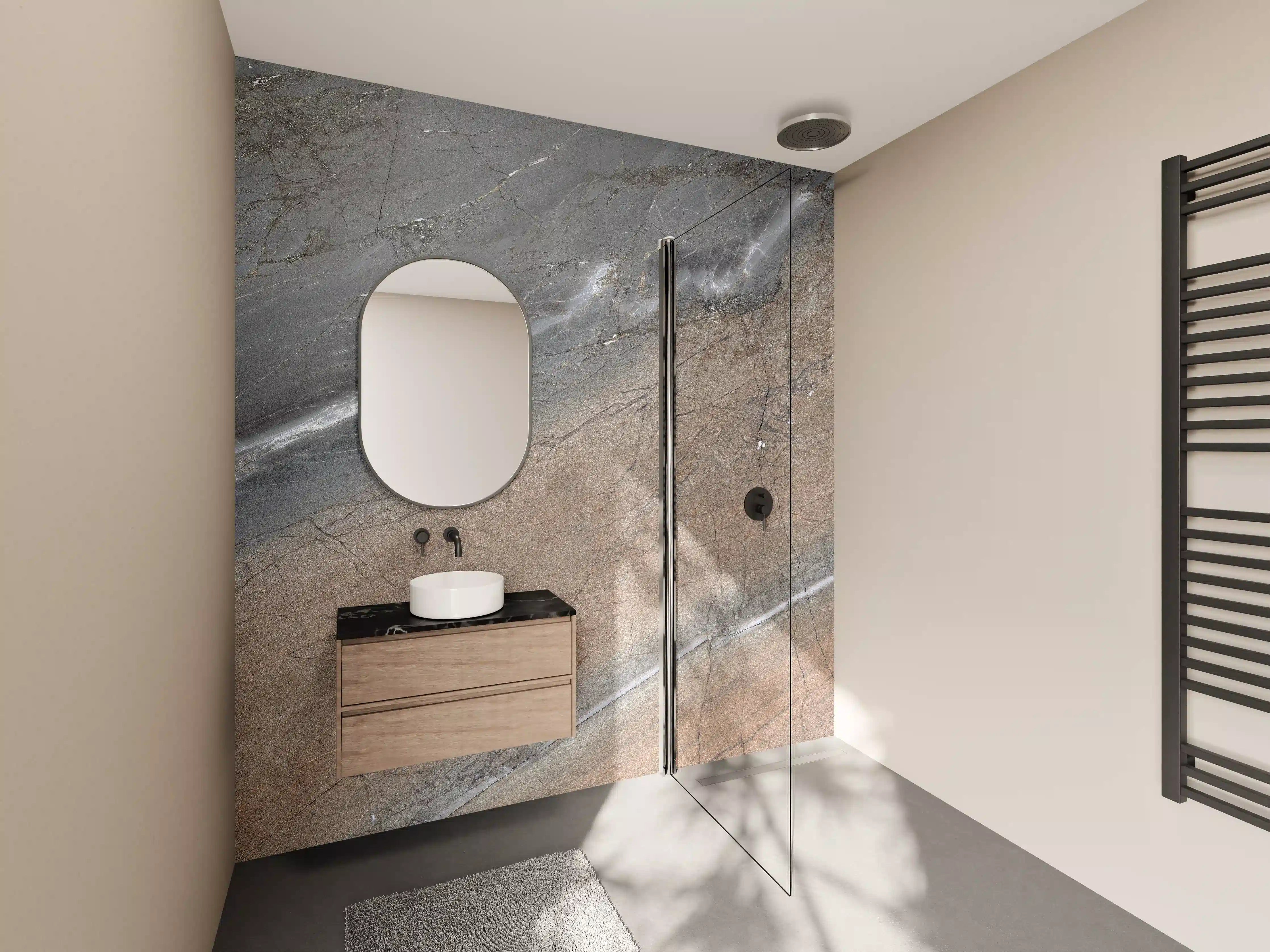 Wandverkleidung Bad - Wandverkleidung Naturstein-Optik mit Braun- und Beigetönen
