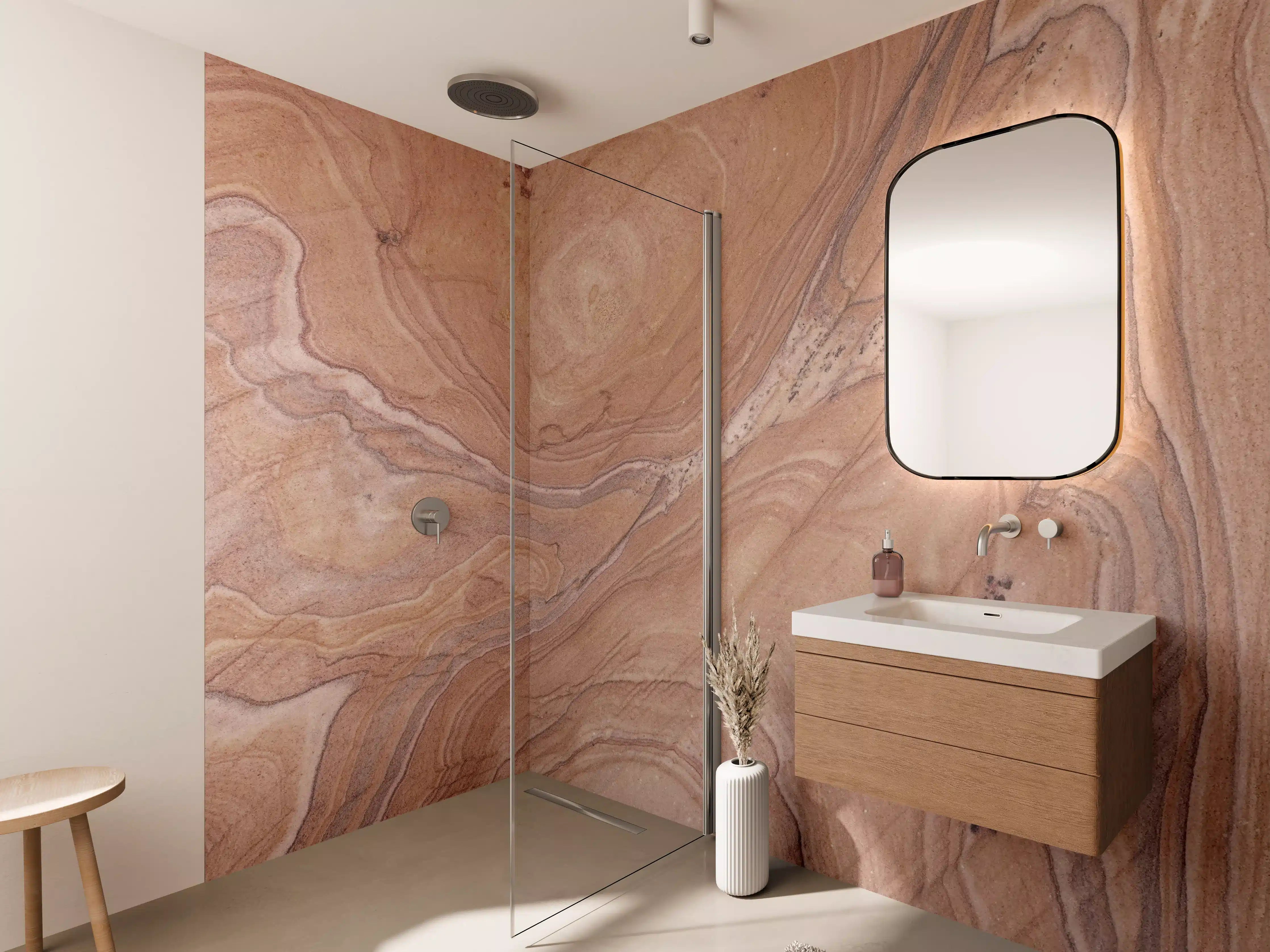 Wandverkleidung Bad - Warme Holzmaserung mit Naturtextur