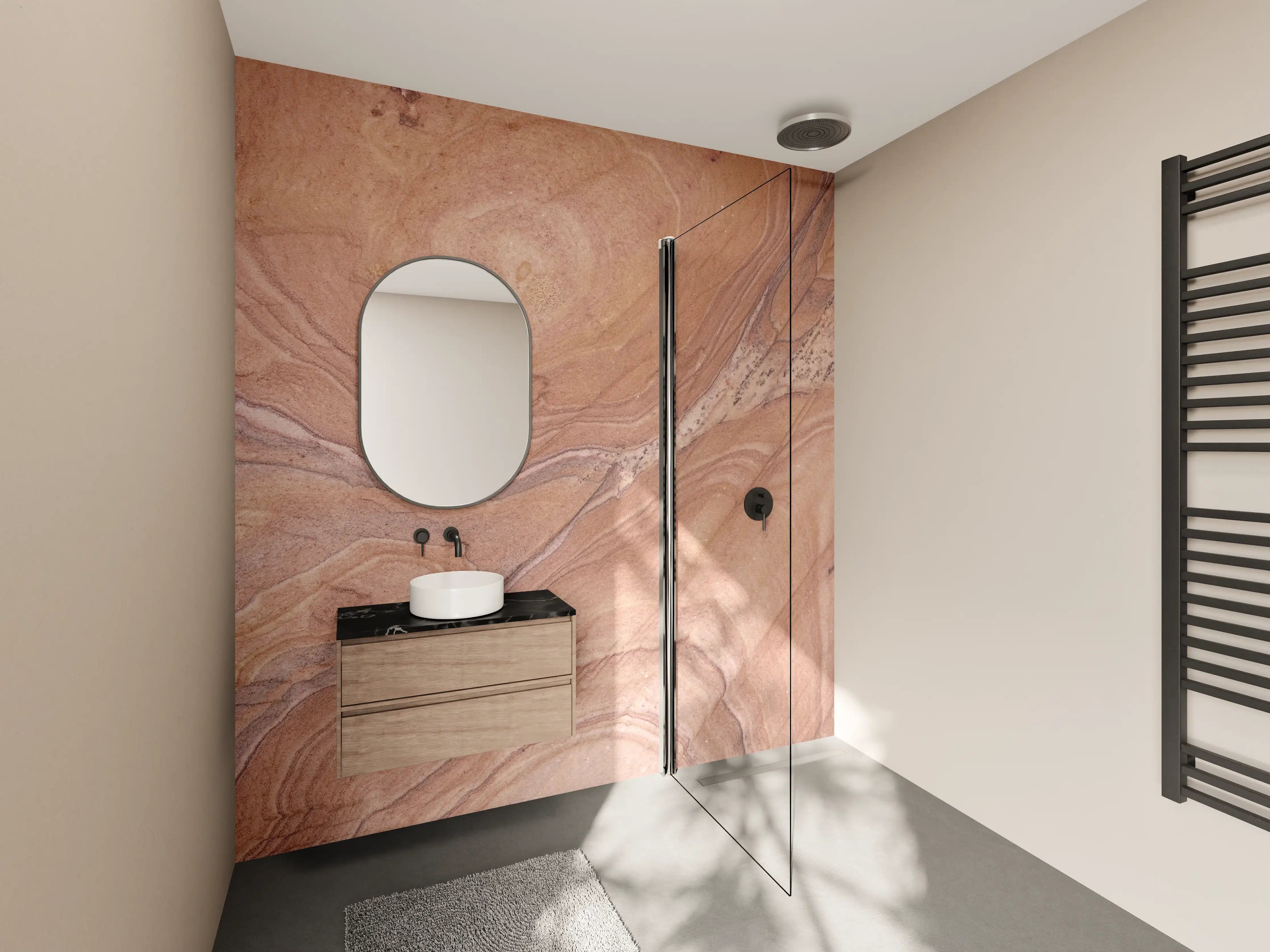 Wandverkleidung Bad - Warme Holzmaserung mit Naturtextur