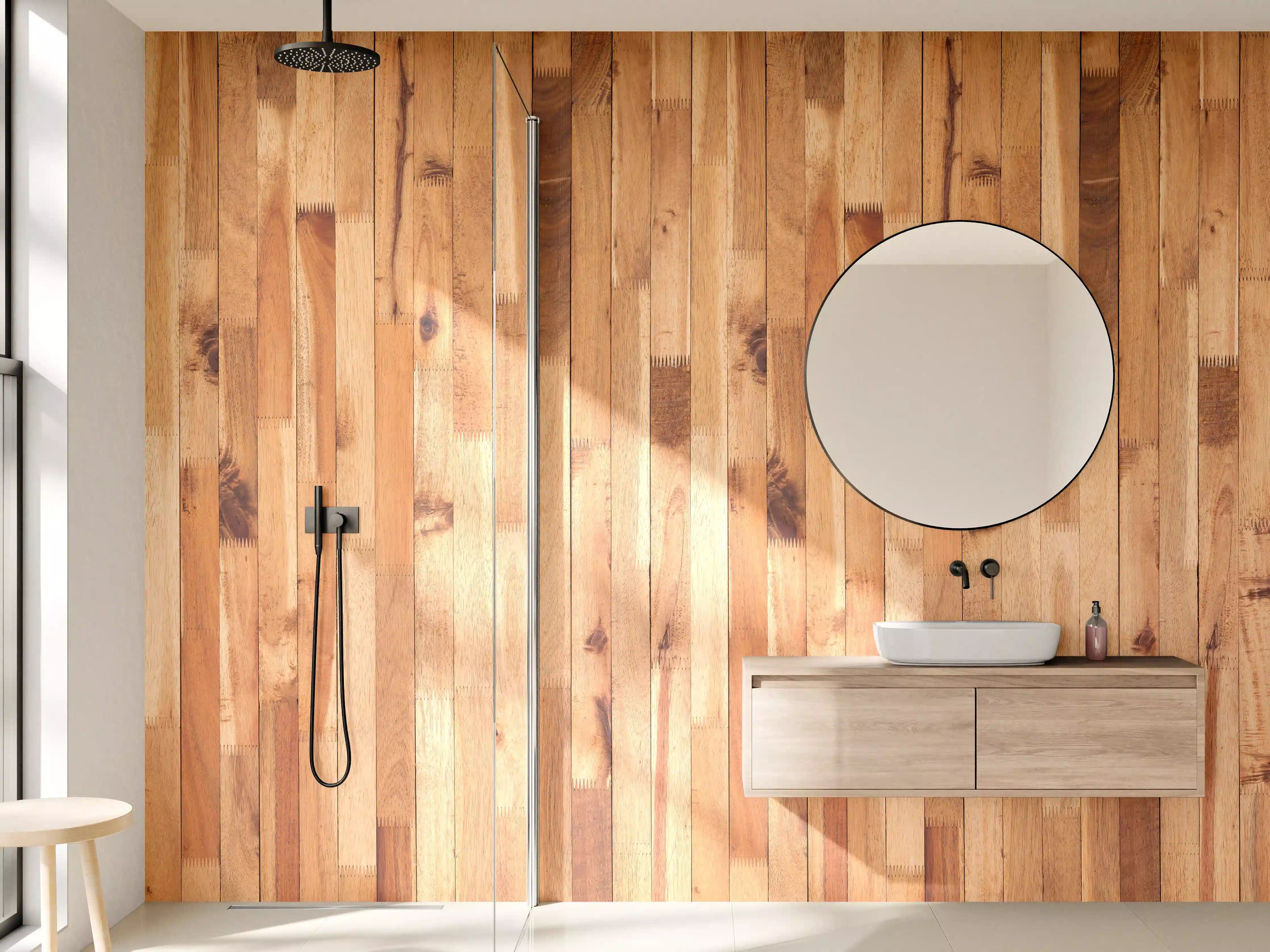 Wandverkleidung Bad - Warmer Holzboden mit Naturoberfläche