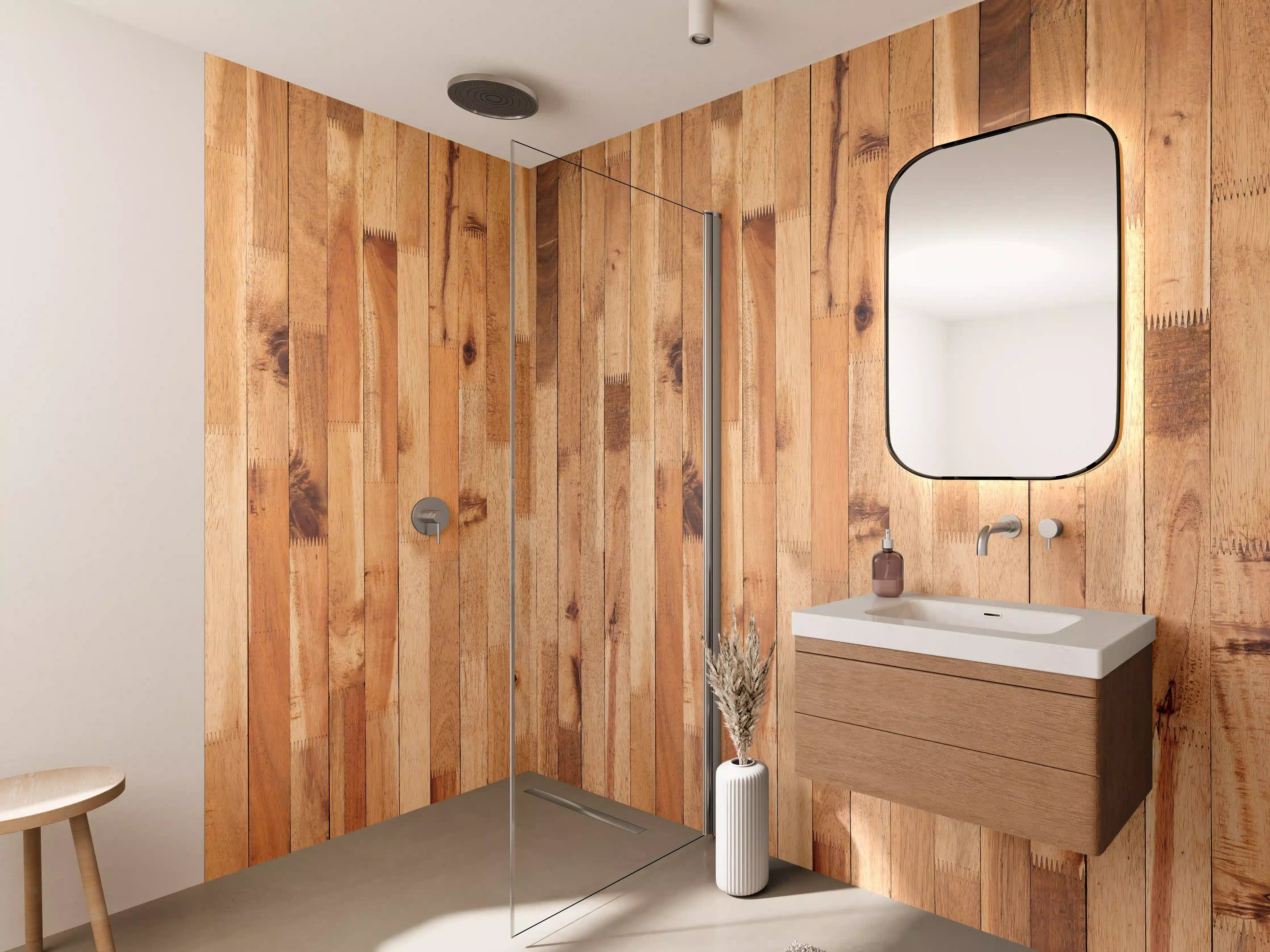 Wandverkleidung Bad - Warmer Holzboden mit Naturoberfläche