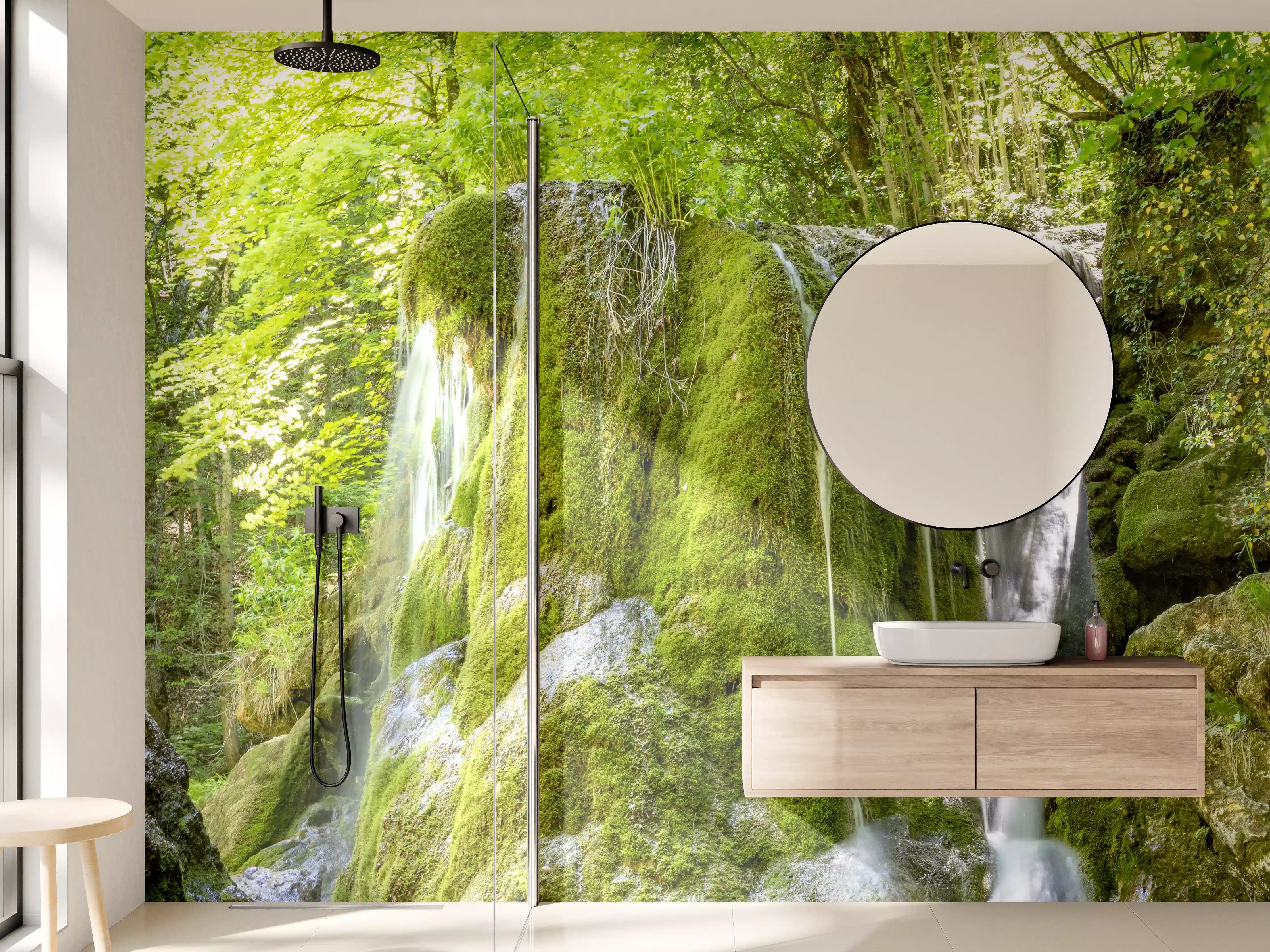 Wandverkleidung Bad - Wasserfall im Wald - Sevastopol