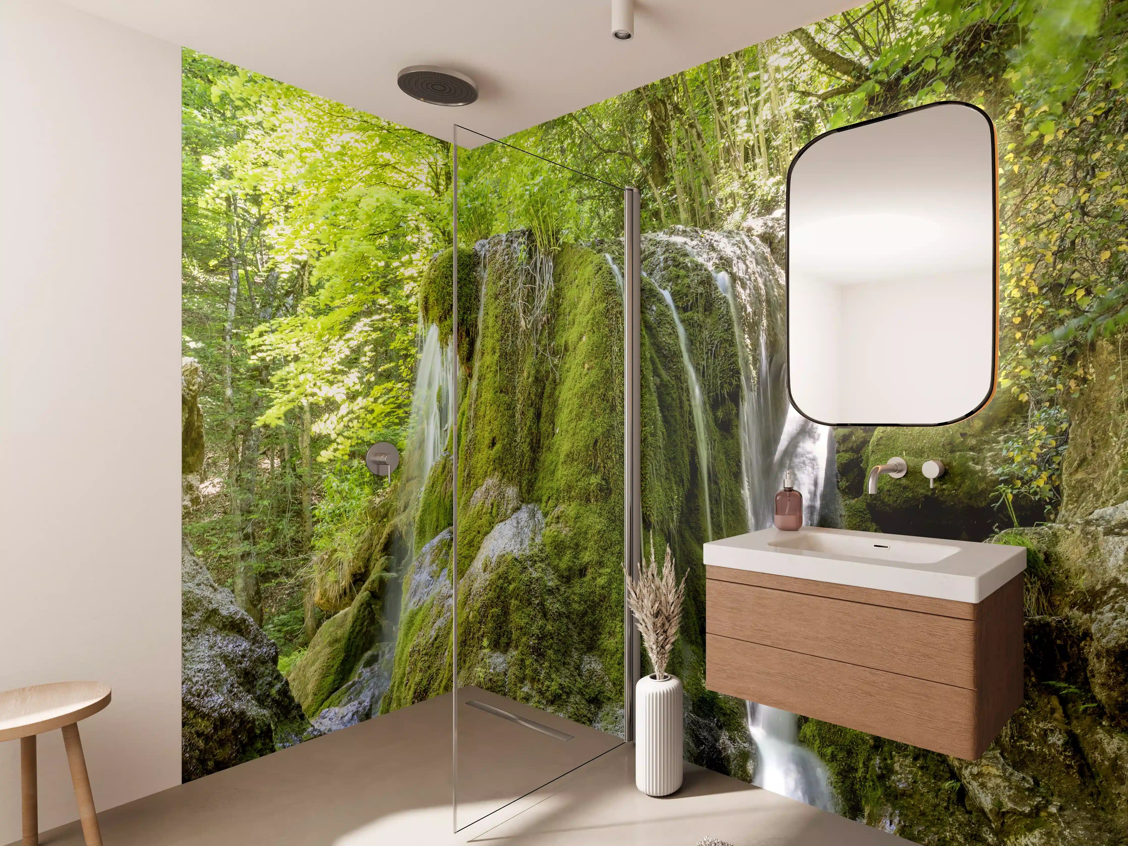 Wandverkleidung Bad - Wasserfall im Wald - Sevastopol