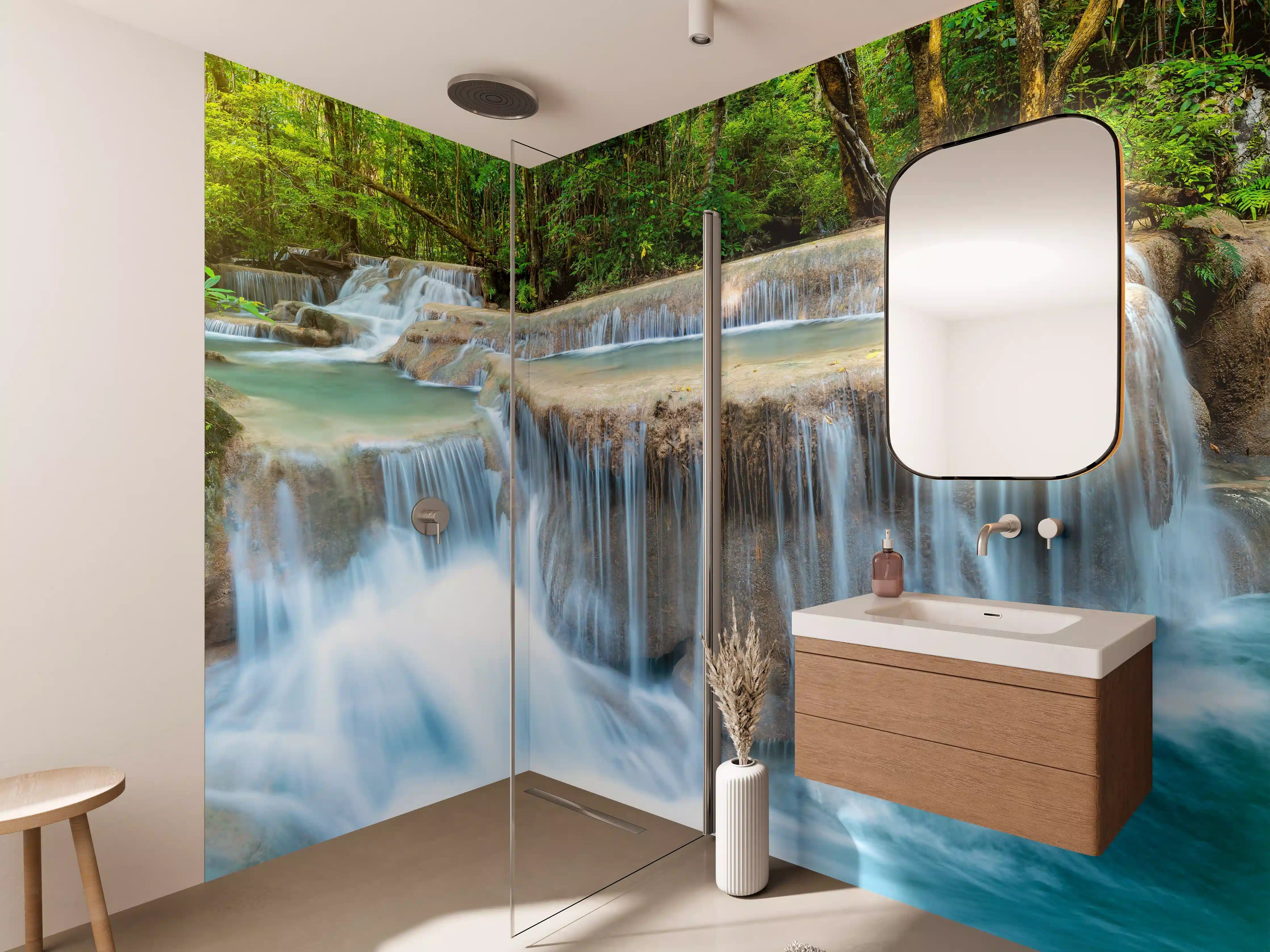 Wandverkleidung Bad - Wasserfall im Wald von Thailand