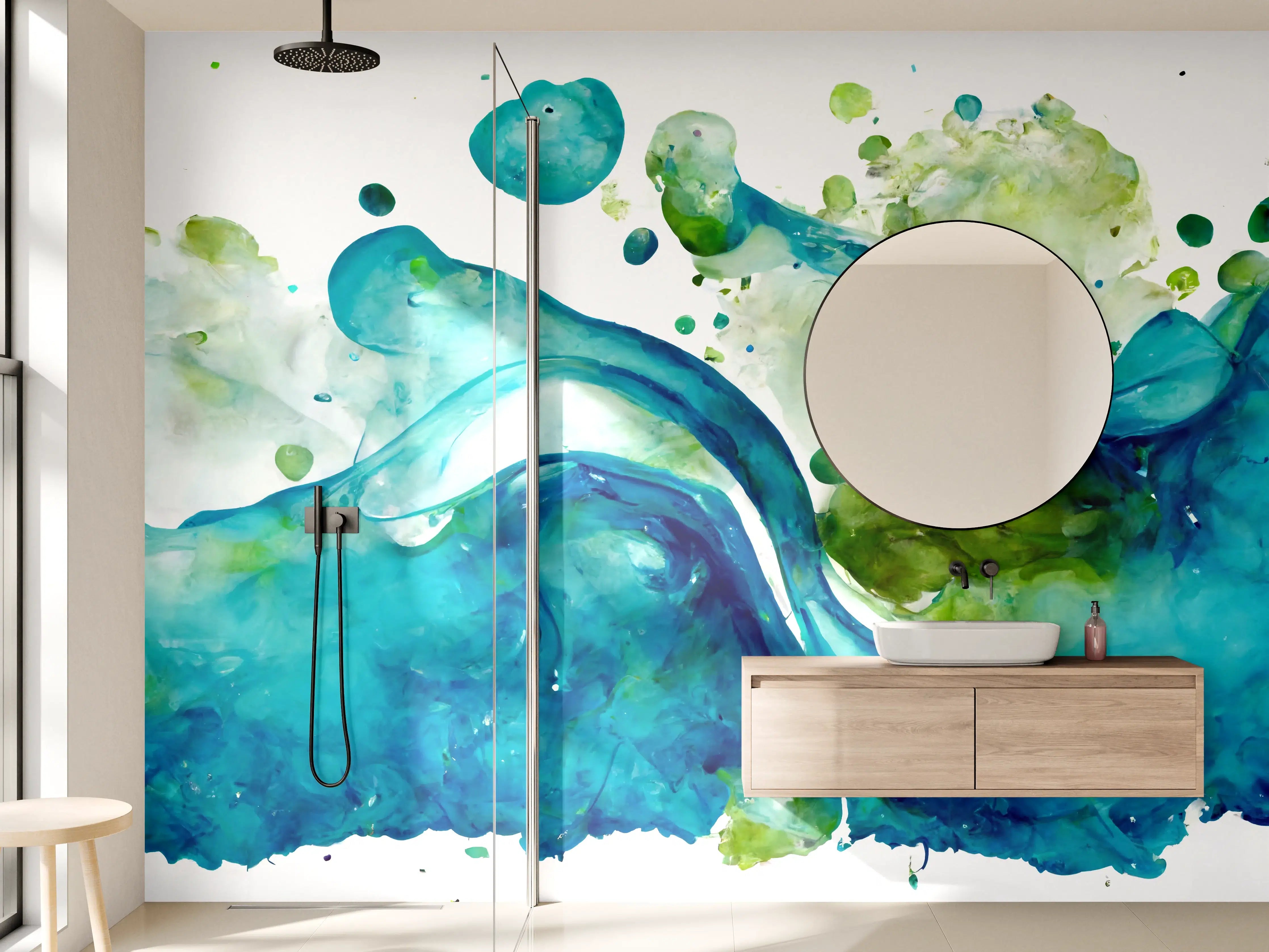 Wandverkleidung Bad - Wassertropfen - Kunstmalerei