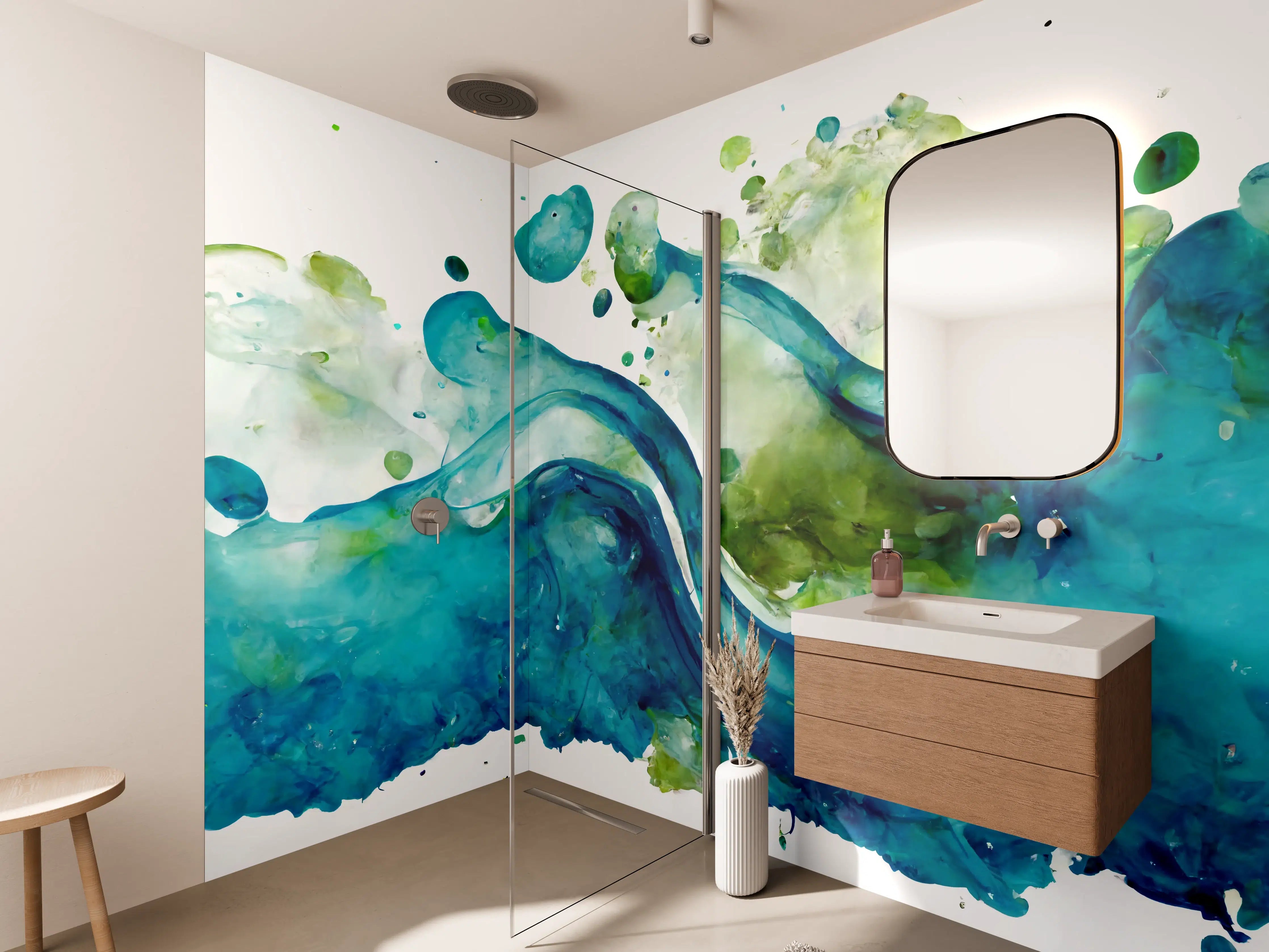 Wandverkleidung Bad - Wassertropfen - Kunstmalerei