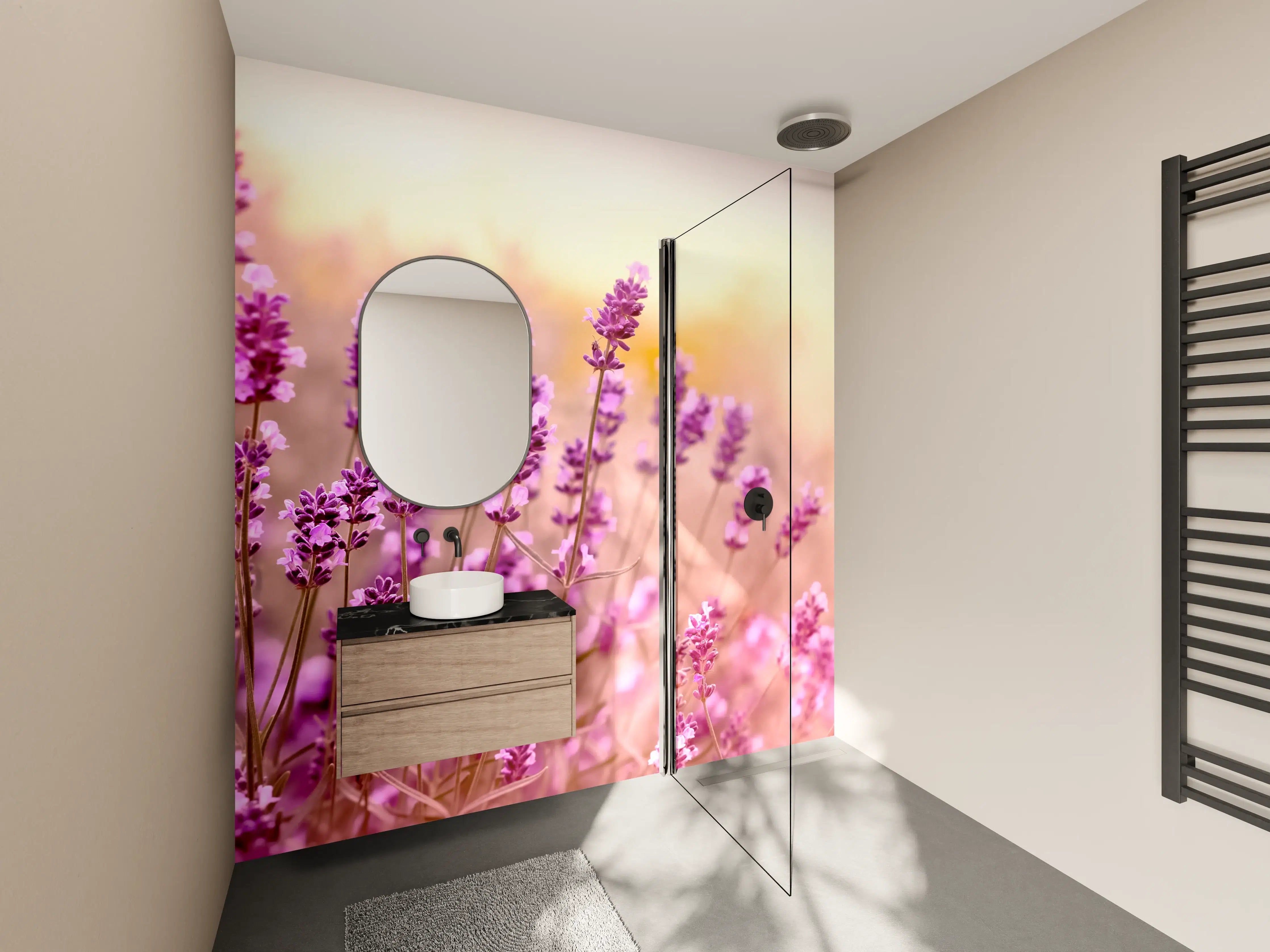 Wandverkleidung Bad - Weicher und selektiver Fokus auf Lavendelblüte