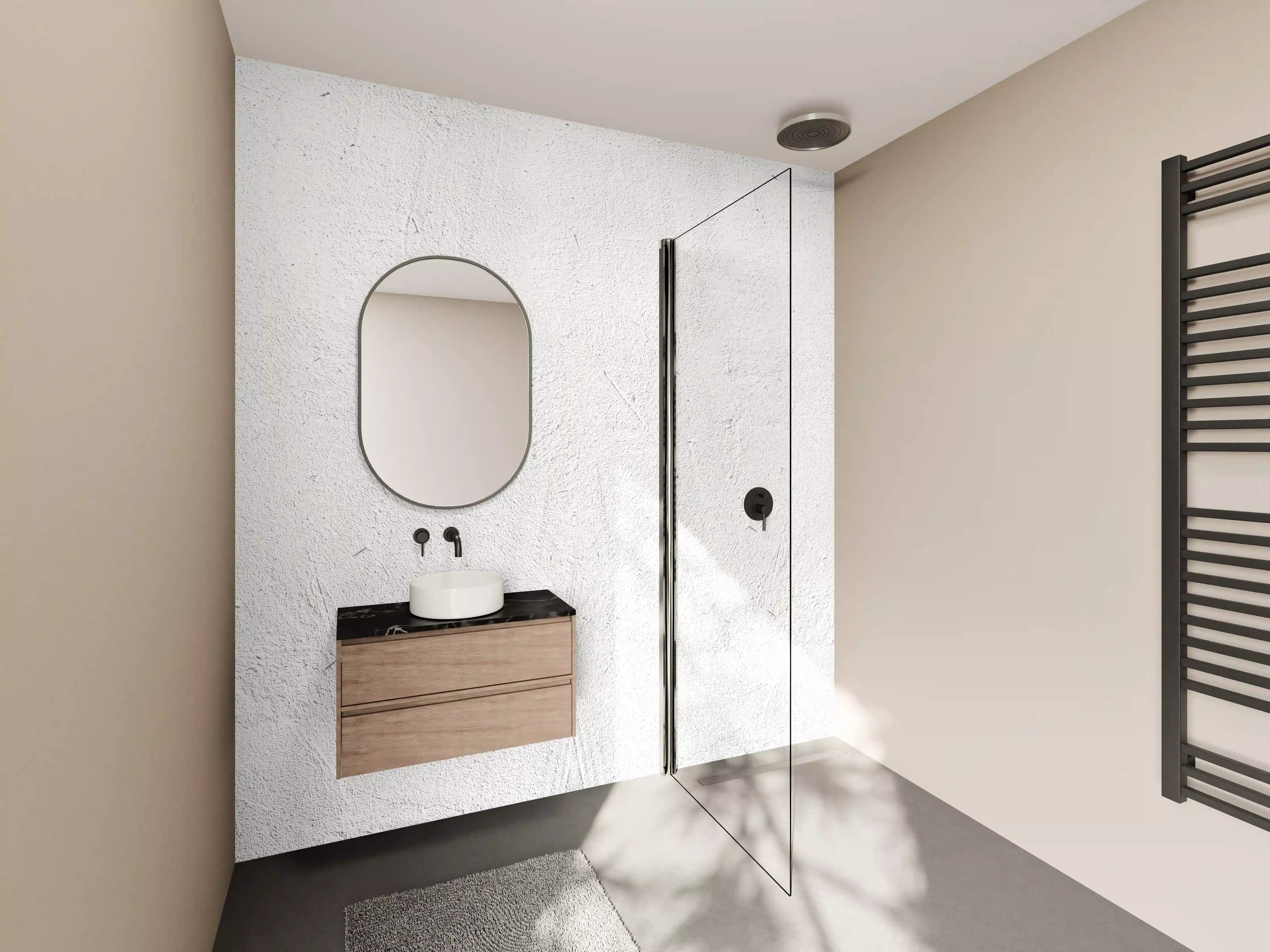 Wandverkleidung Bad - Weiß beige Betonwand