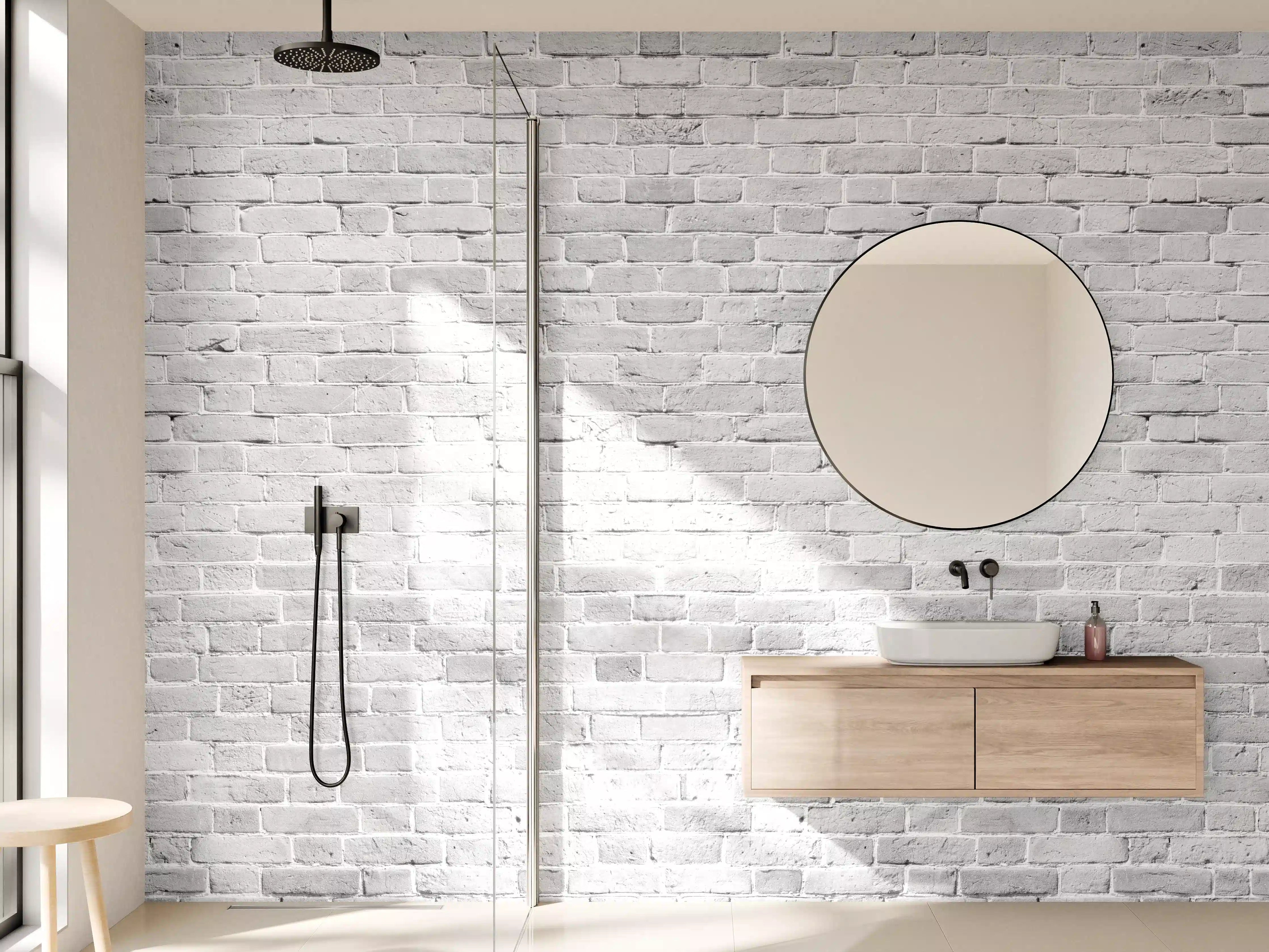 Wandverkleidung Bad - Weiß gewaschene Ziegelwand Textur