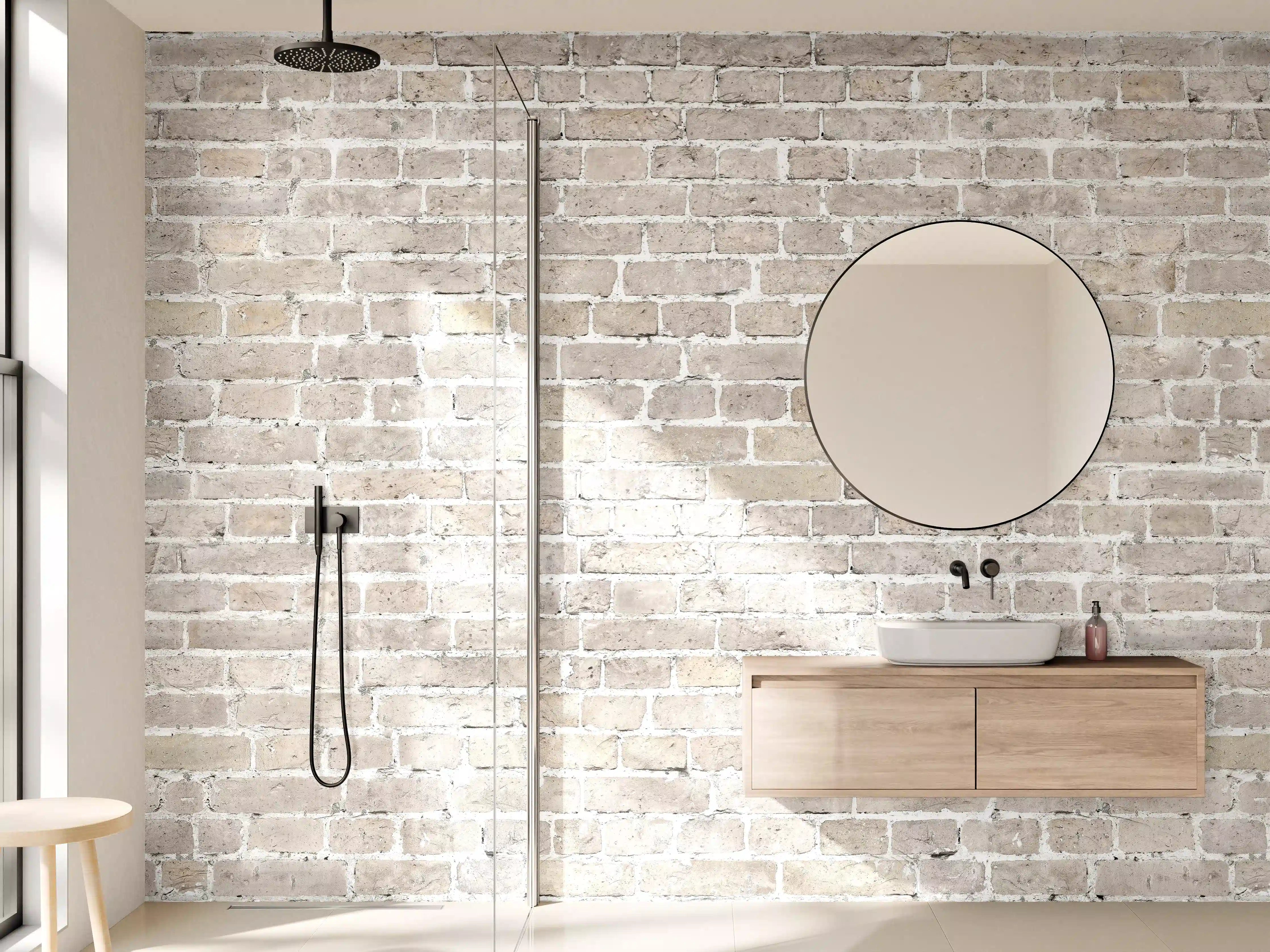 Wandverkleidung Bad - Weiß gewaschenes altes Mauerpanorama