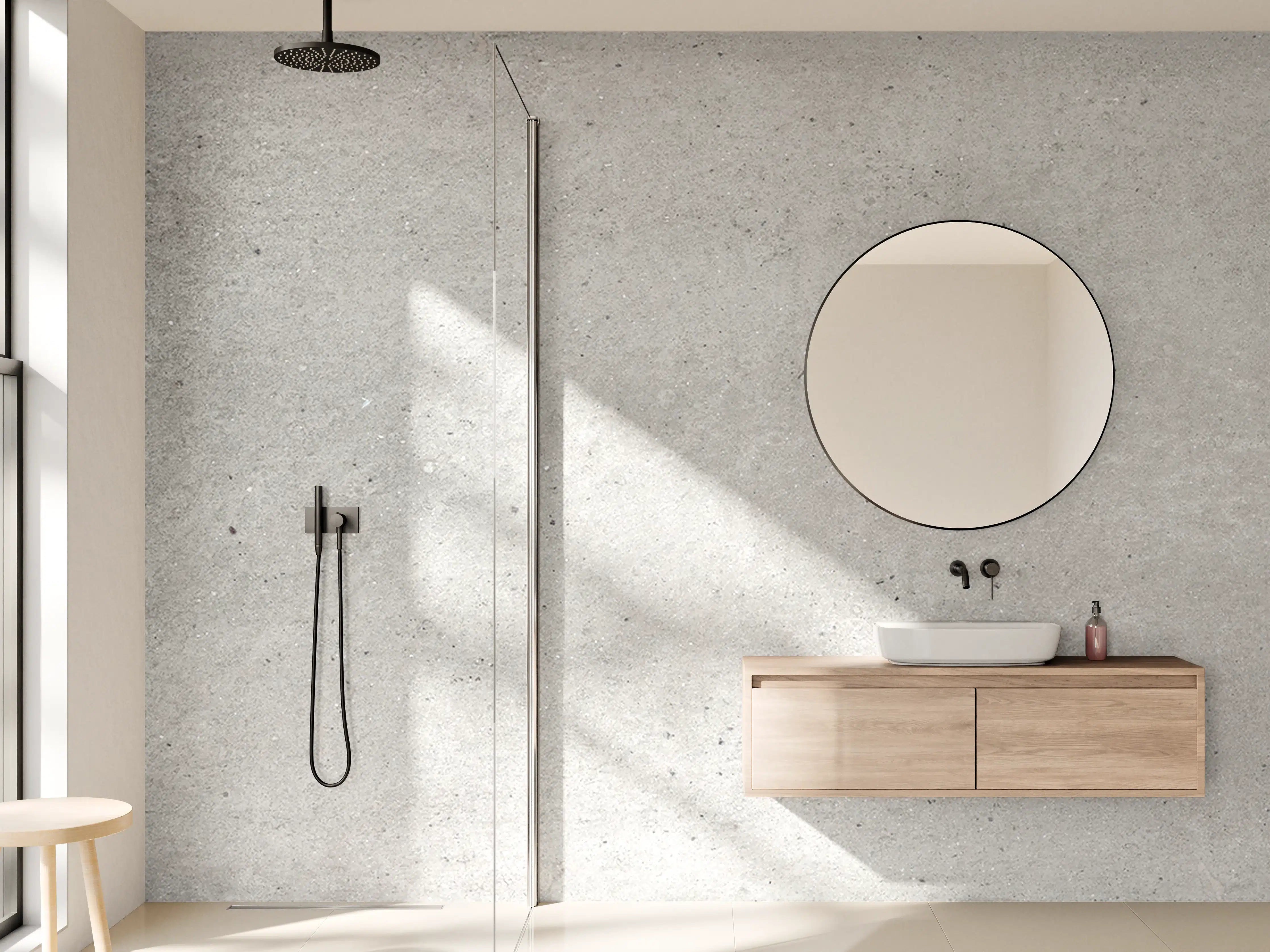 Wandverkleidung Bad - Weiß graue Betonwand 2
