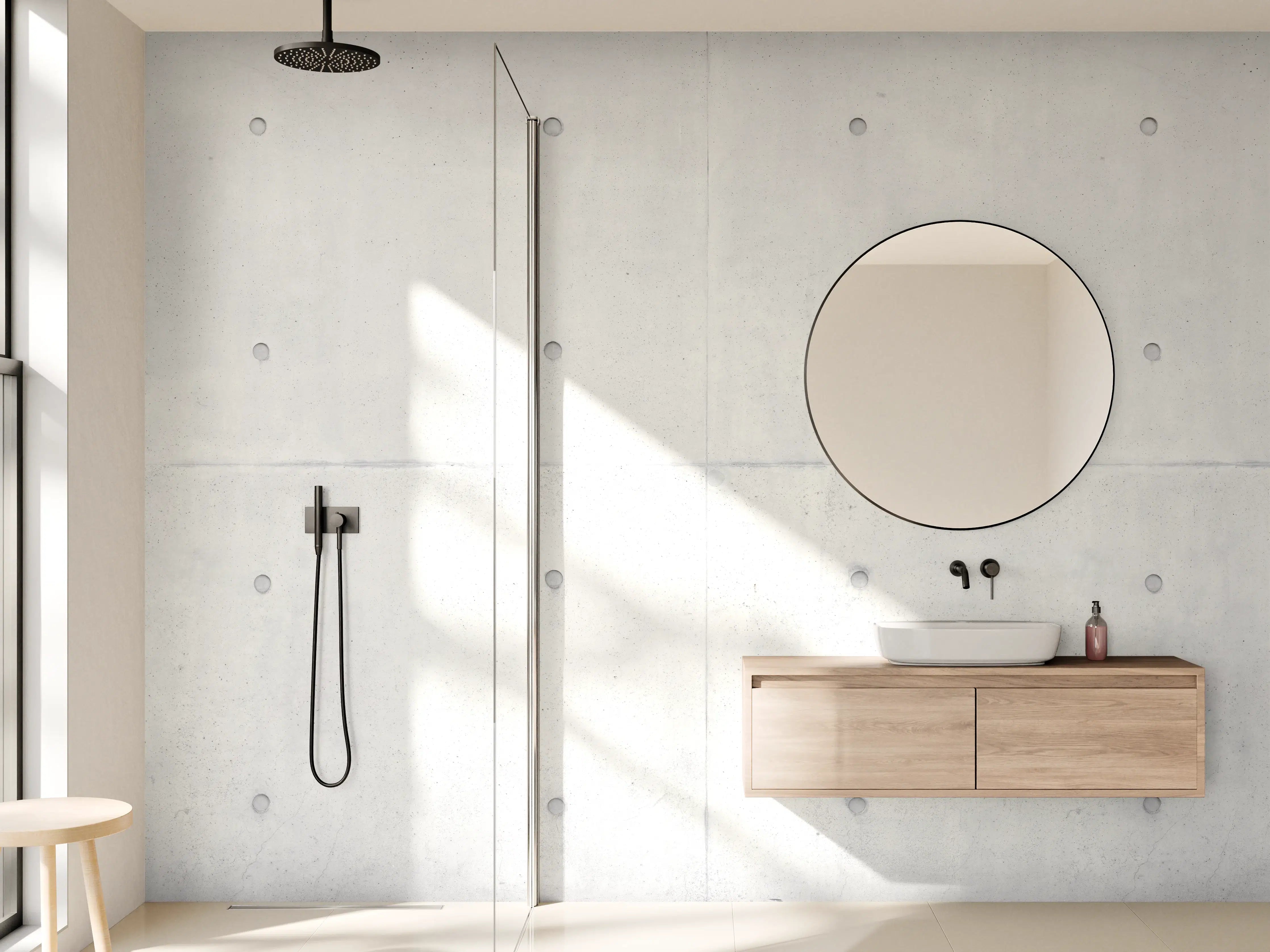 Wandverkleidung Bad - Weiße Betonwand mit dezenten Strukturen