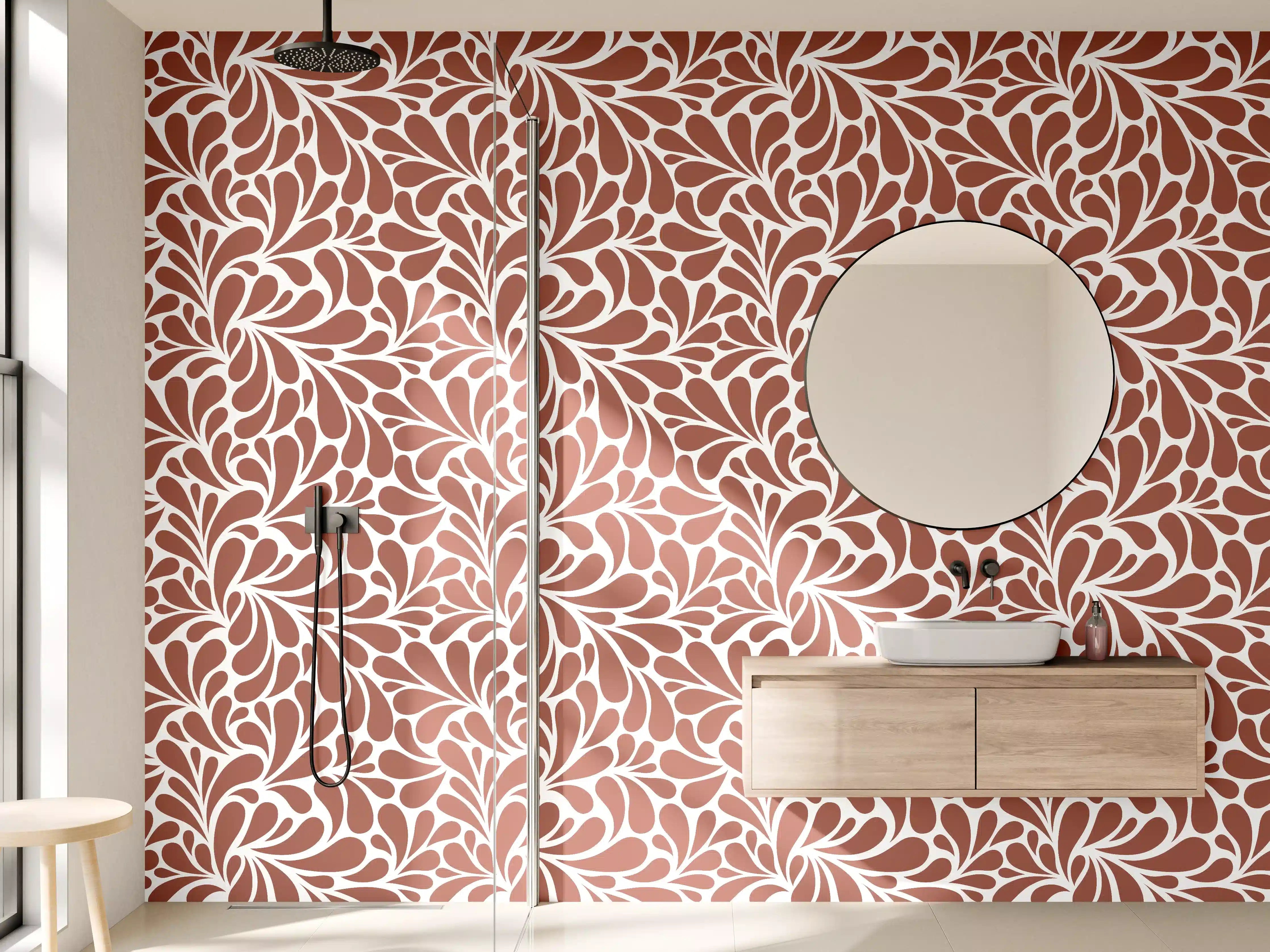 Wandverkleidung Bad - Weiße Kristall-Textur mit hellbraunen Akzenten