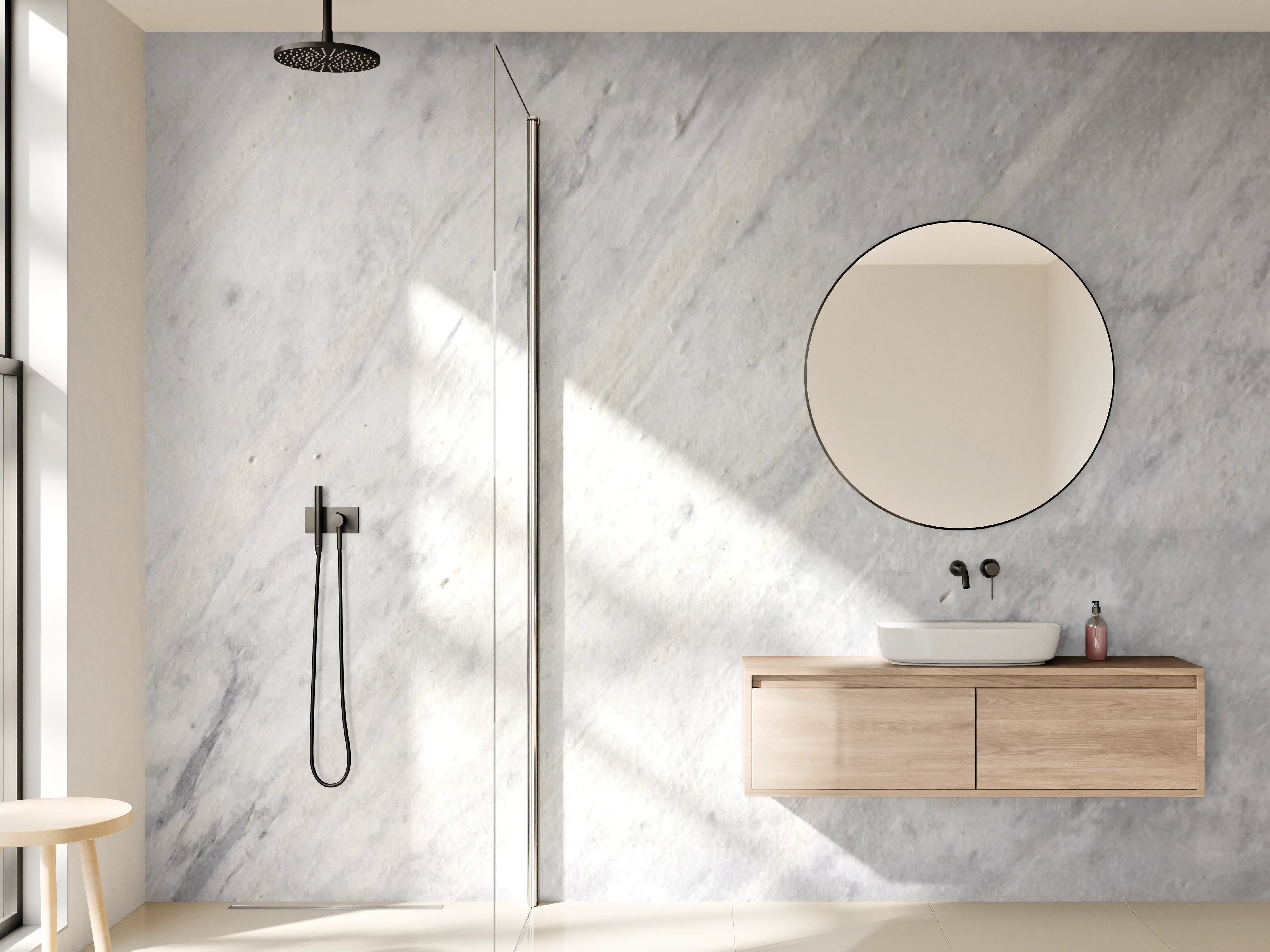 Wandverkleidung Bad - Weiße Marmor-Textur mit feiner Strukturen