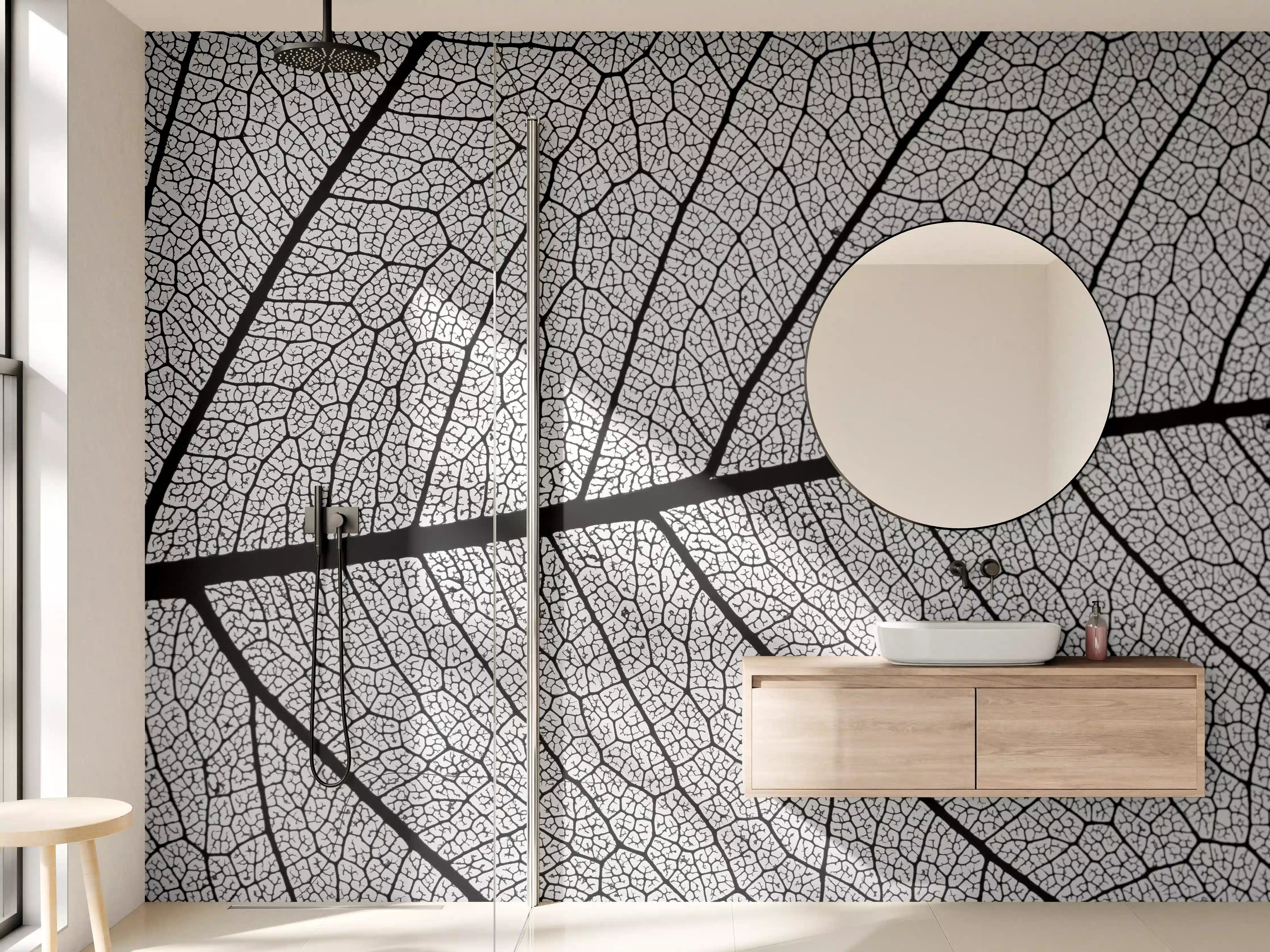 Wandverkleidung Bad - Weiße Marmor-Textur mit grauen Strukturen