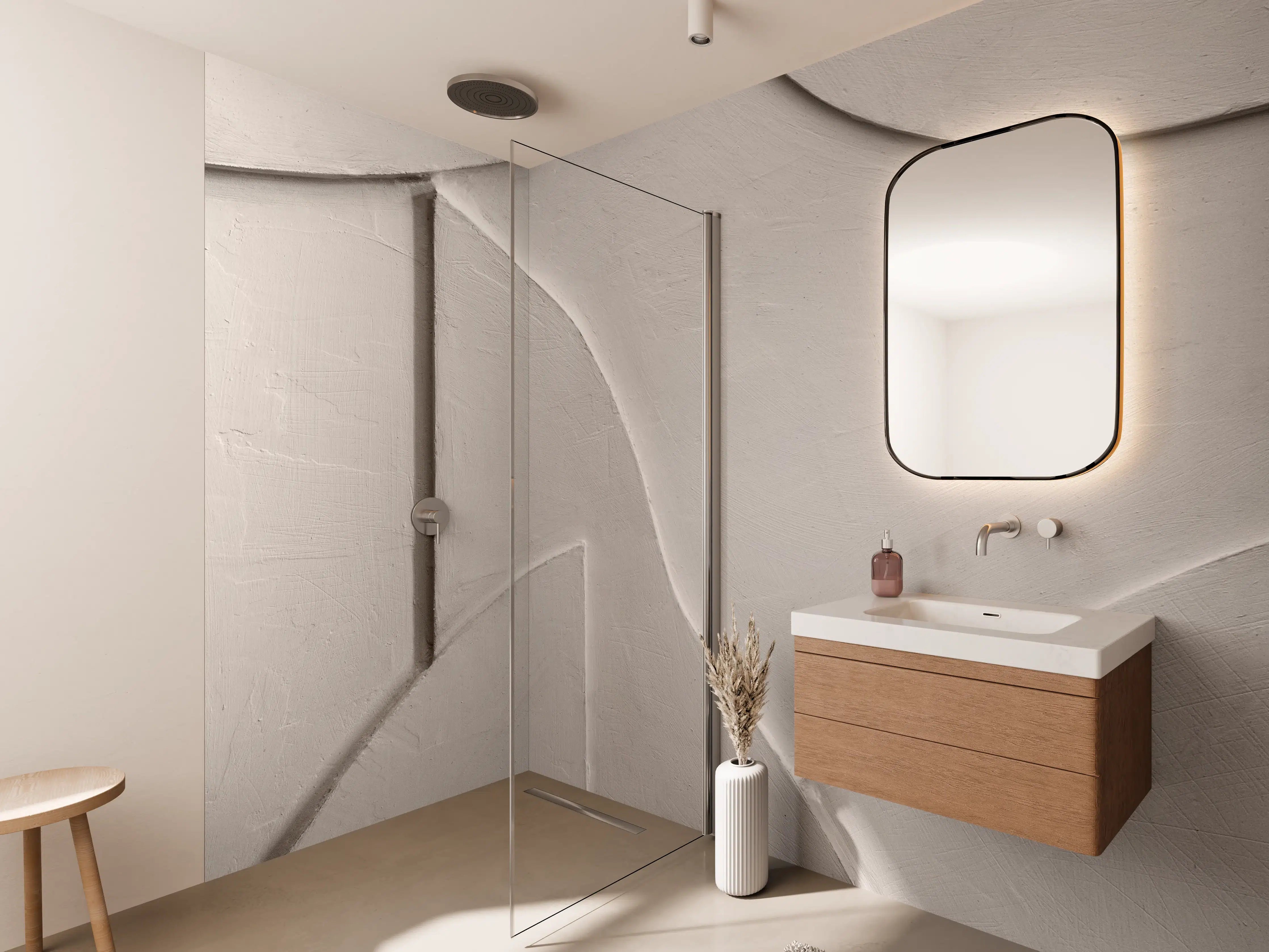 Wandverkleidung Bad - Weiße Marmor-Textur mit sanften Linien