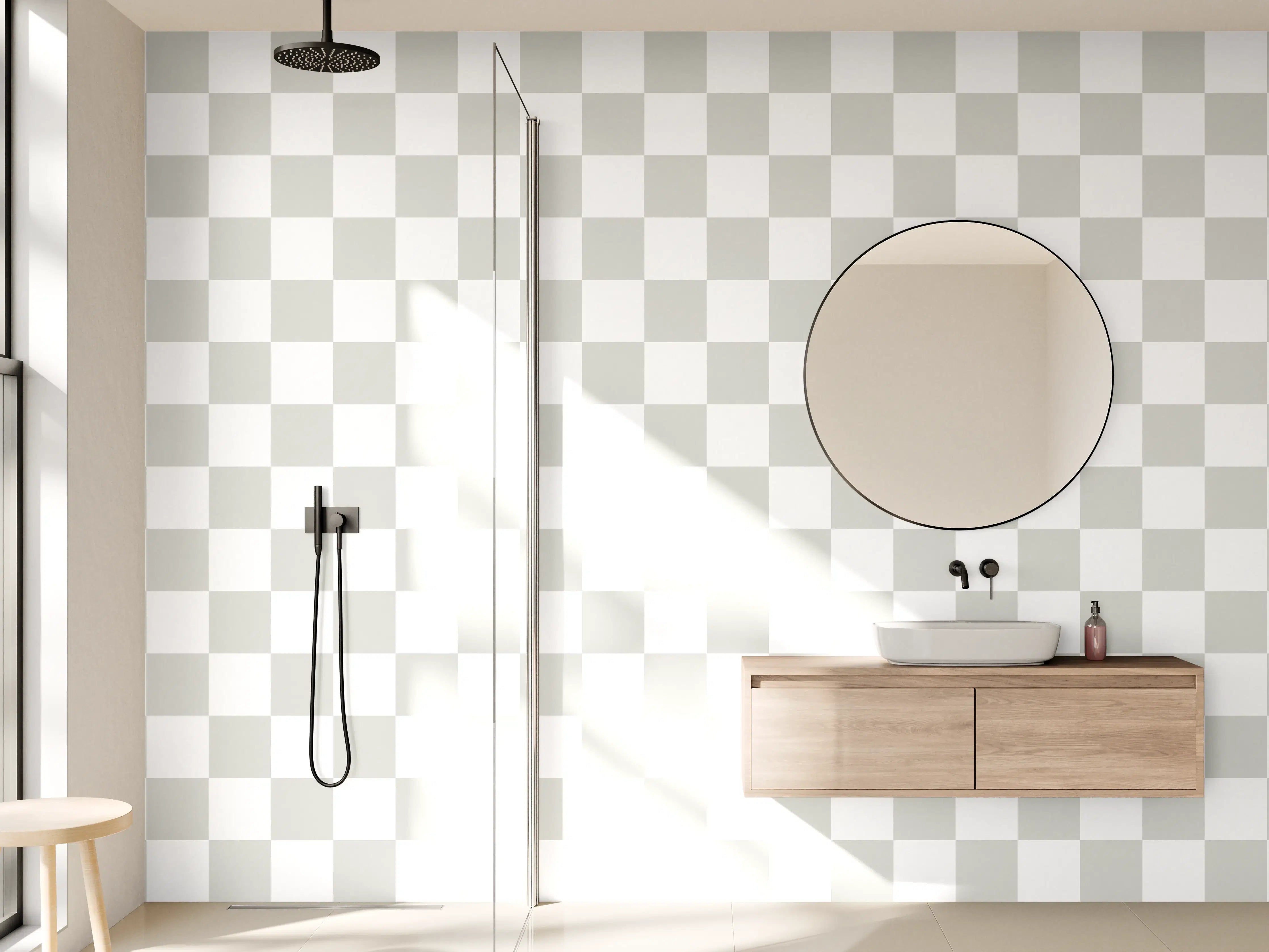 Wandverkleidung Bad - Weiße Marmorpaneele mit grauer Struktur