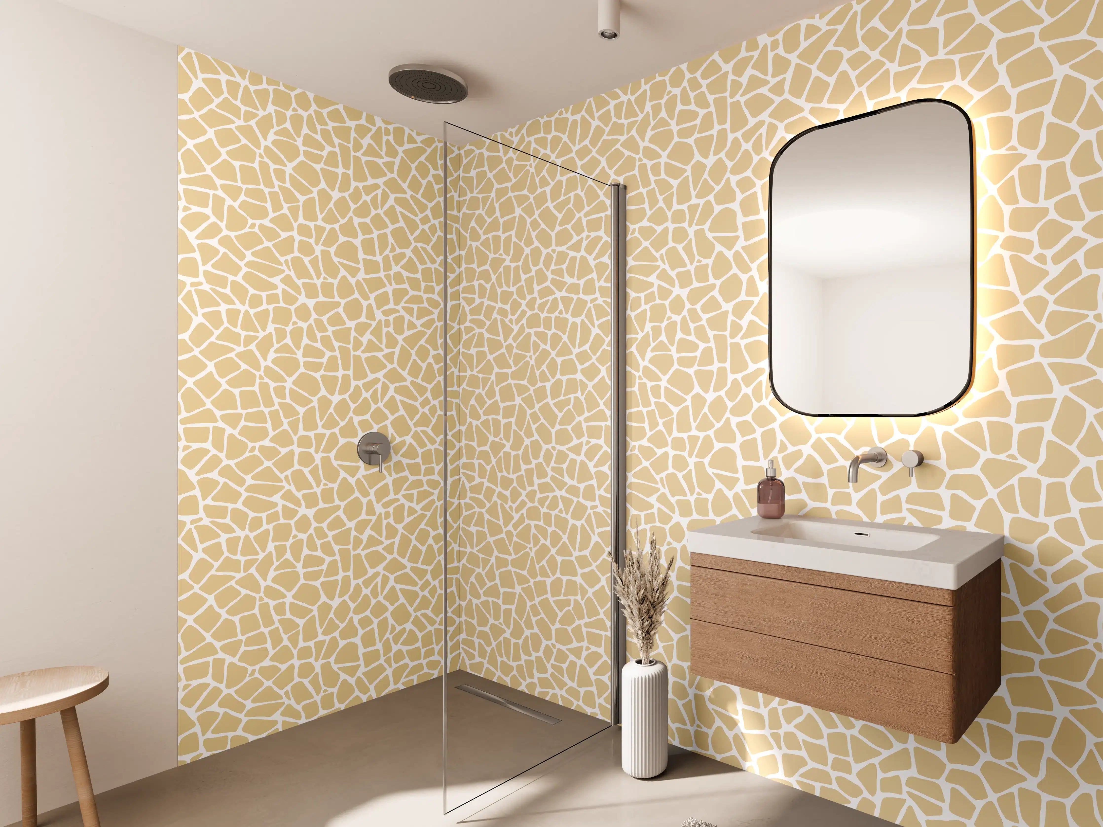 Wandverkleidung Bad - Weiße und Goldene Marmor-Textur