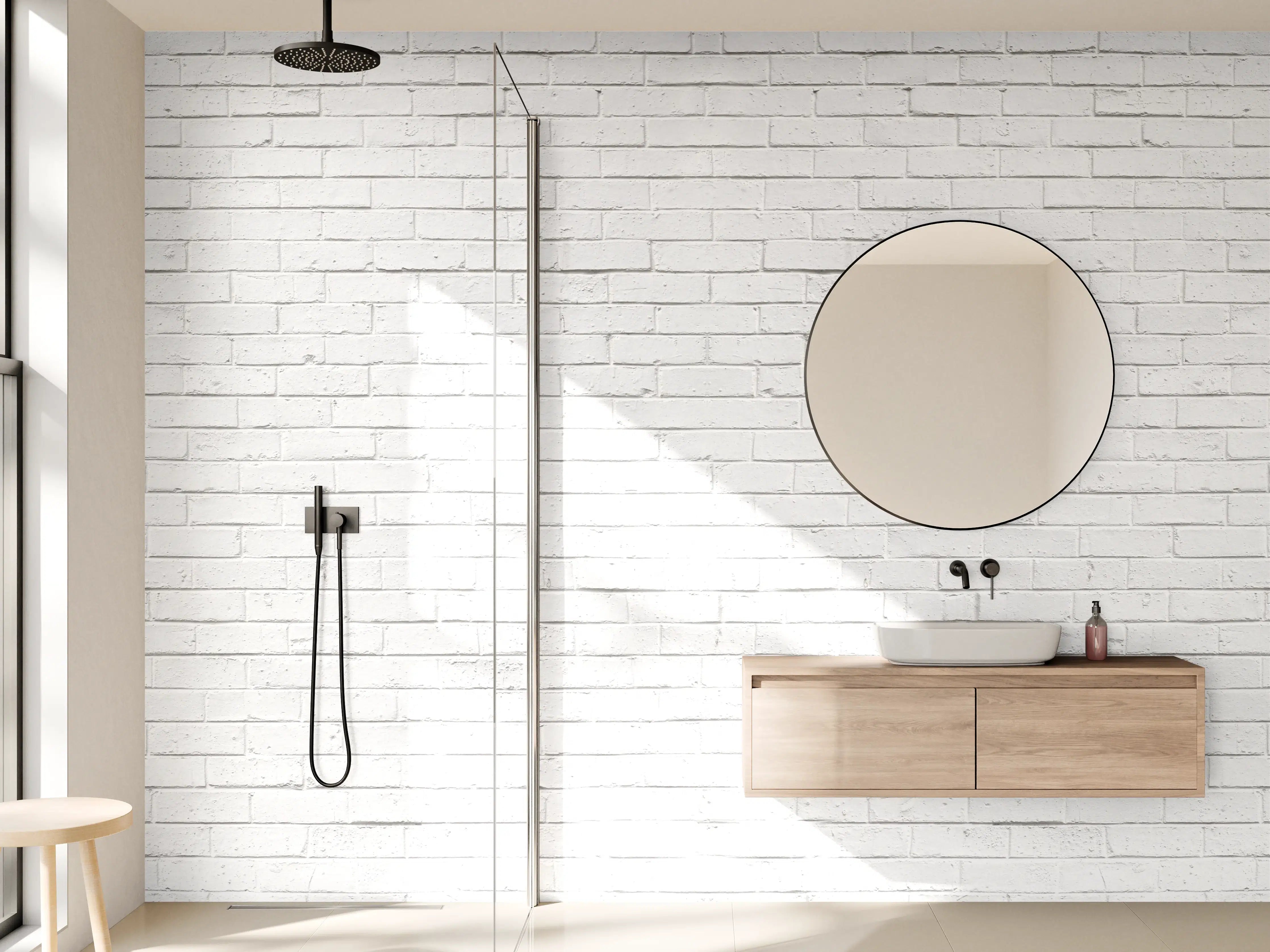 Wandverkleidung Bad - Weiße veraltete Backsteinmauer 