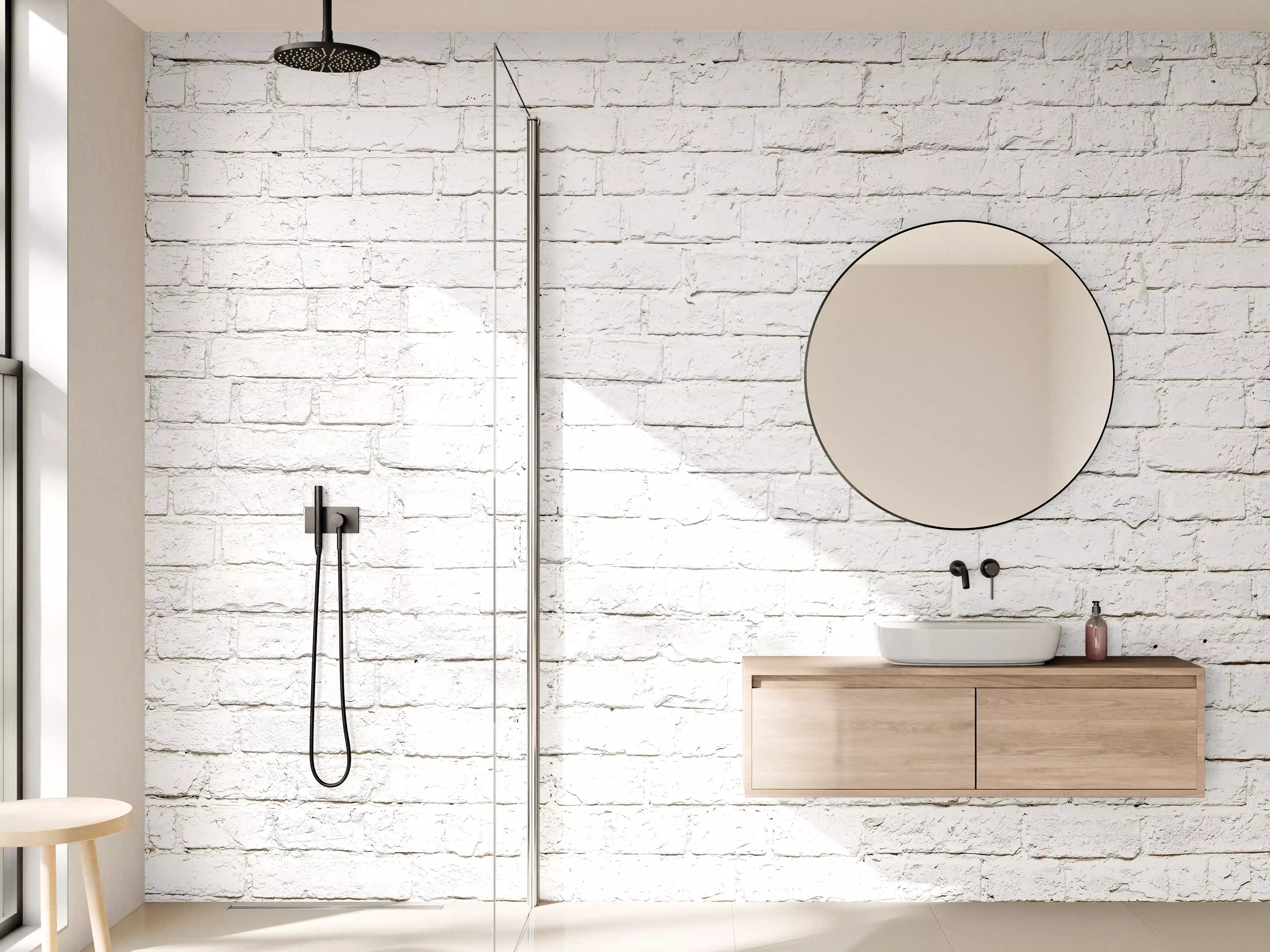 Wandverkleidung Bad - Weißer Backstein