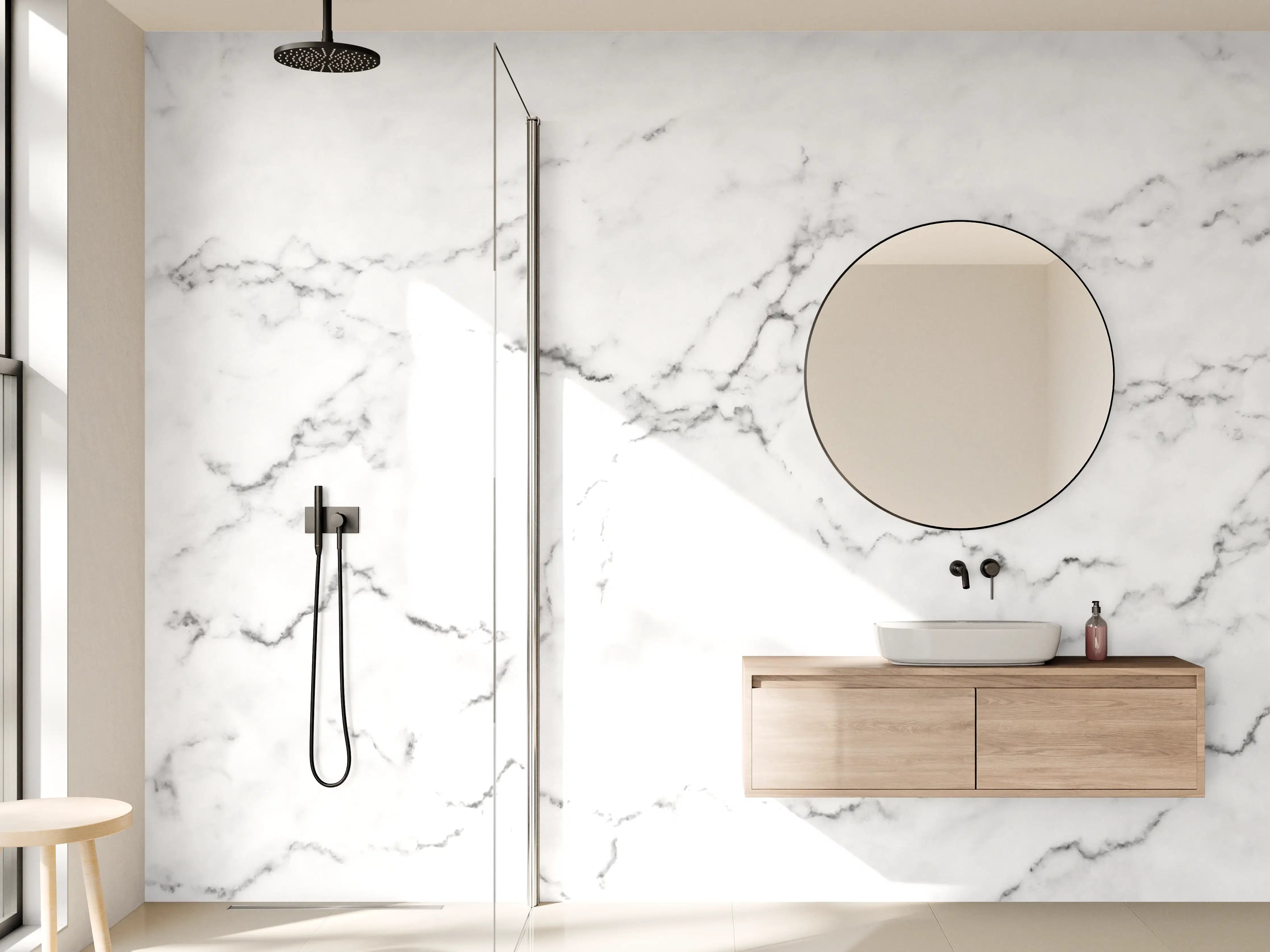 Wandverkleidung Bad - Weißer Marmor