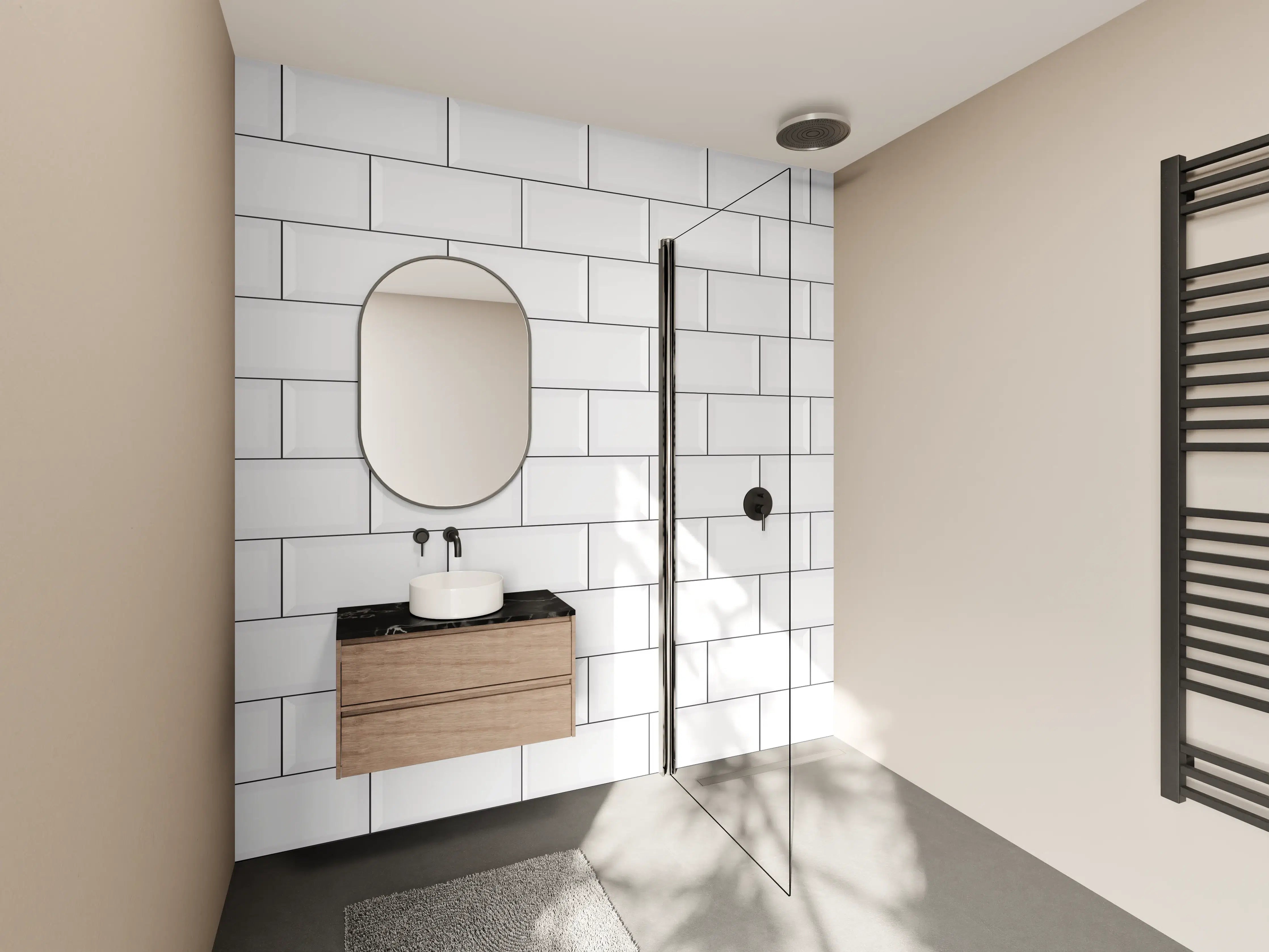 Wandverkleidung Bad - Weißes Mauerwerk-Design