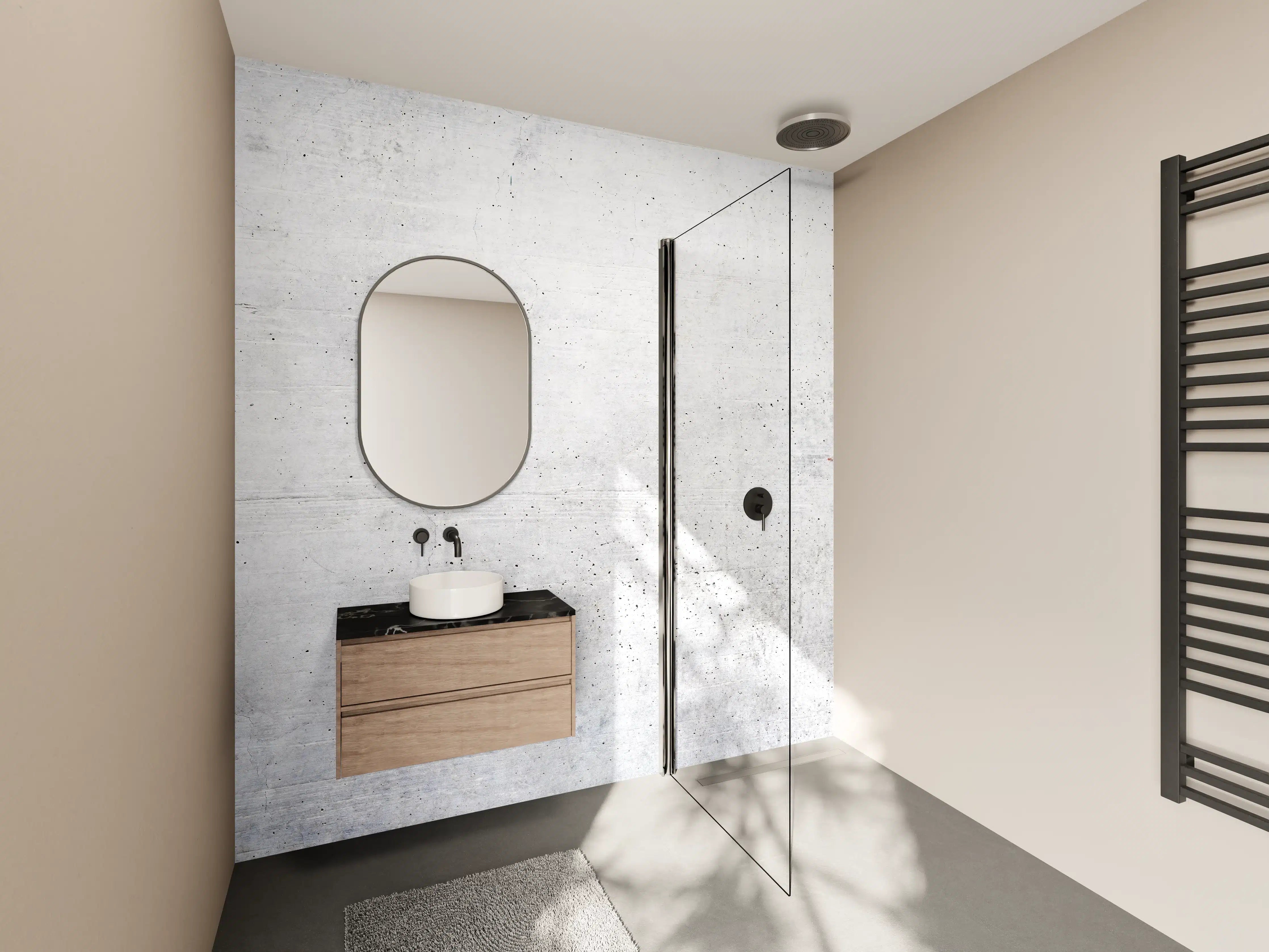 Wandverkleidung Bad - Weißes Zement Design