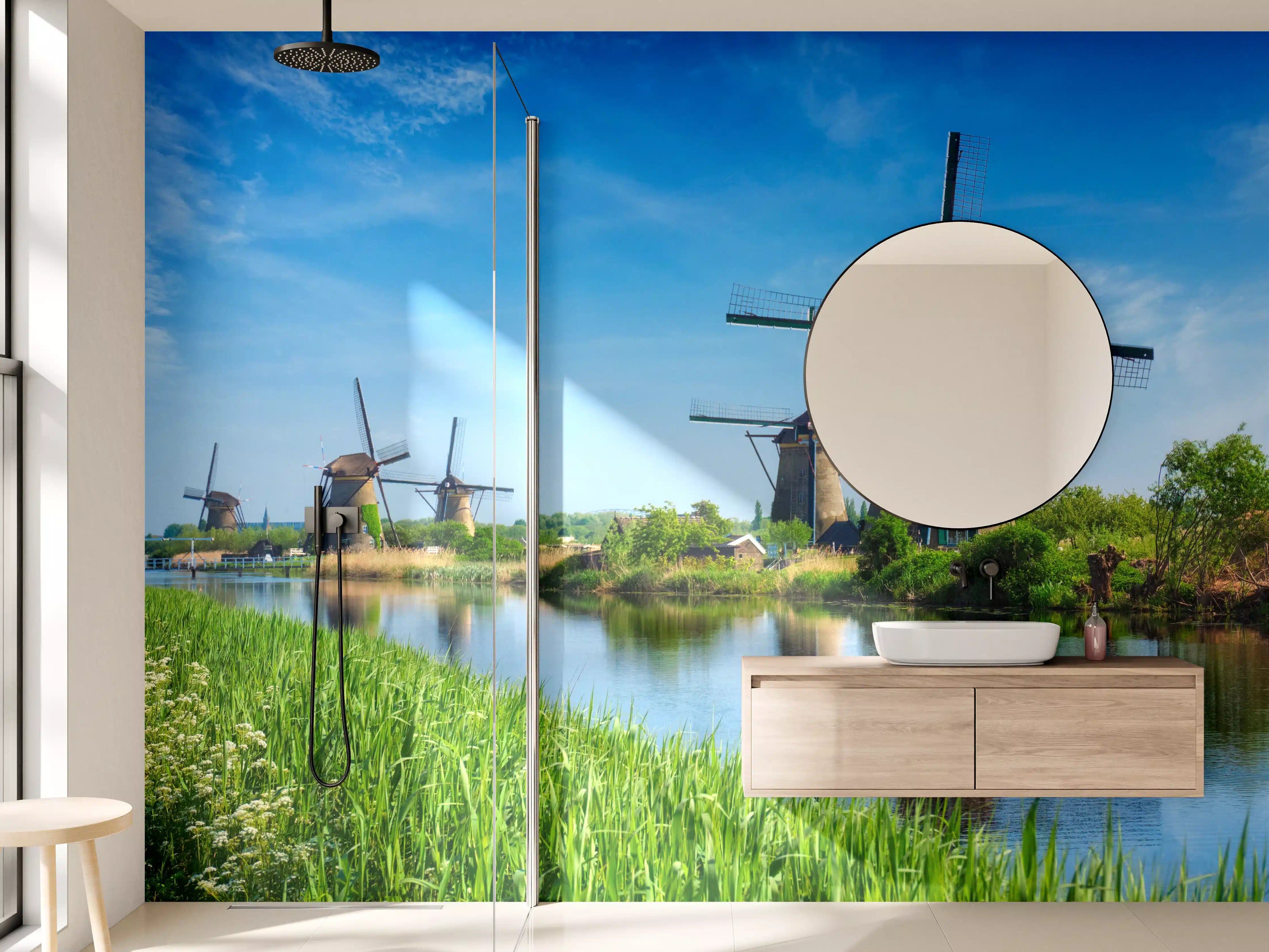 Wandverkleidung Bad - Windmühlen in Kinderdijk - Holland