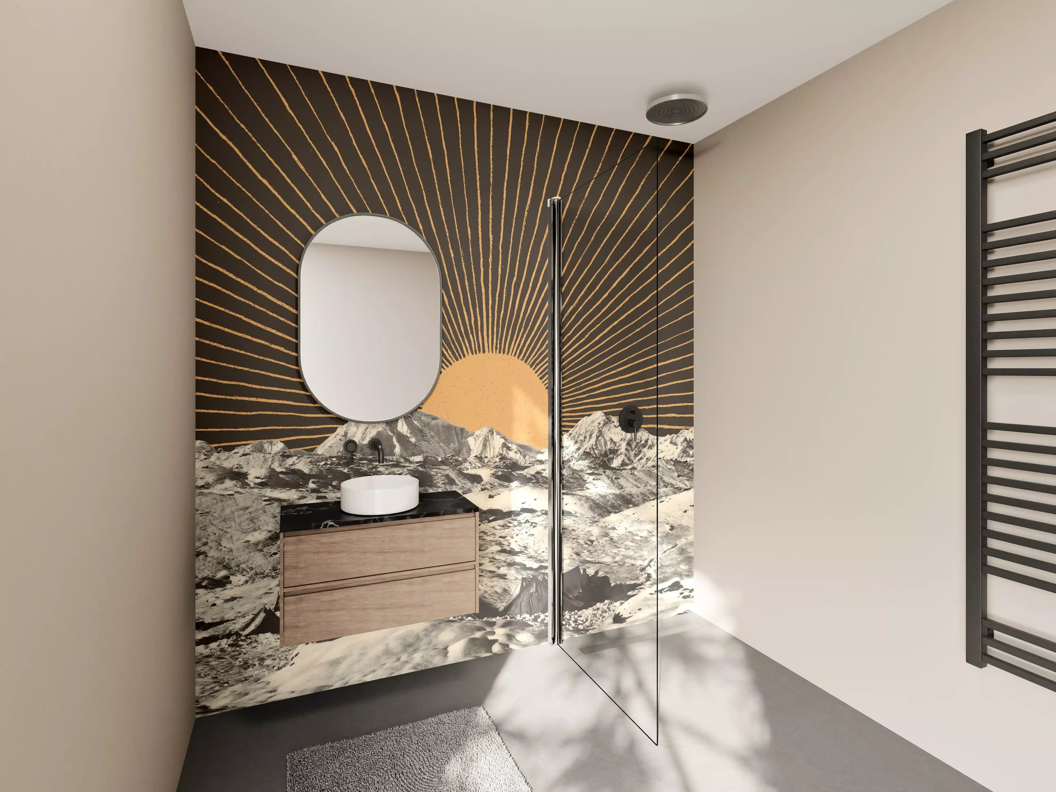Wandverkleidung Bad - Winterberg Sonnenaufgang Kunst