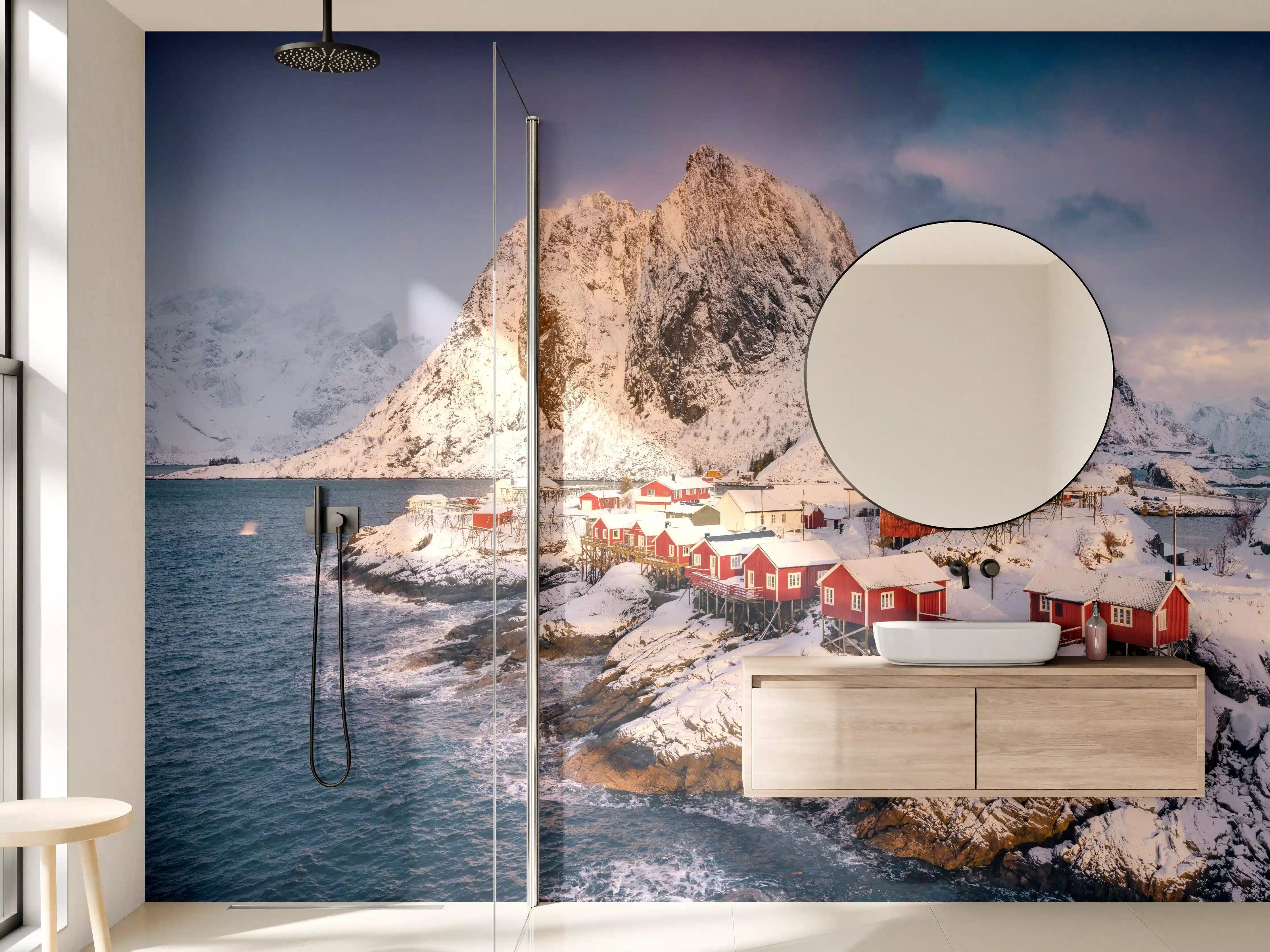 Wandverkleidung Bad - Winteridyll Lofoten Norwegen