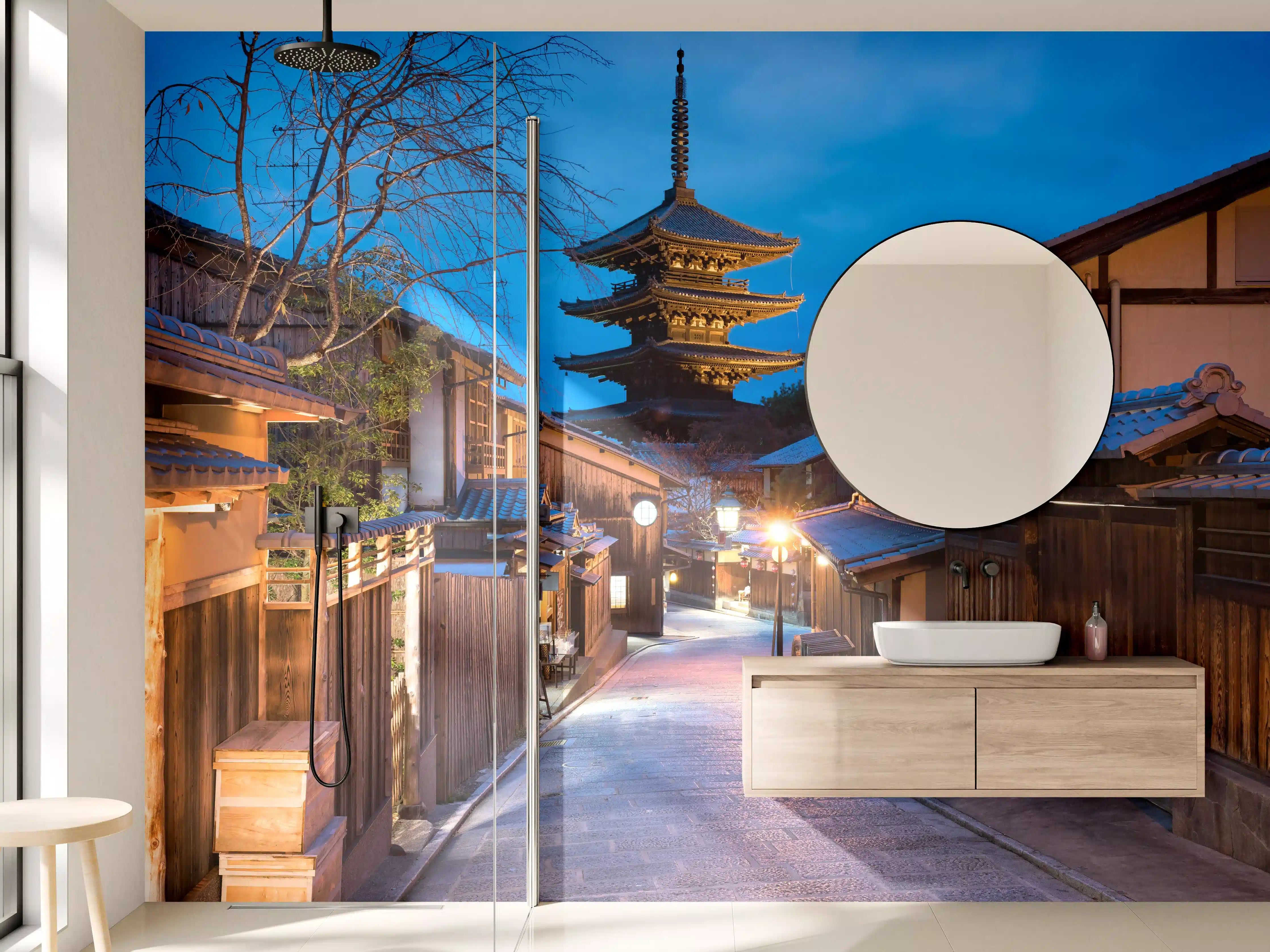 Wandverkleidung Bad - Yasaka-Pagode bei Nacht in Kyoto
