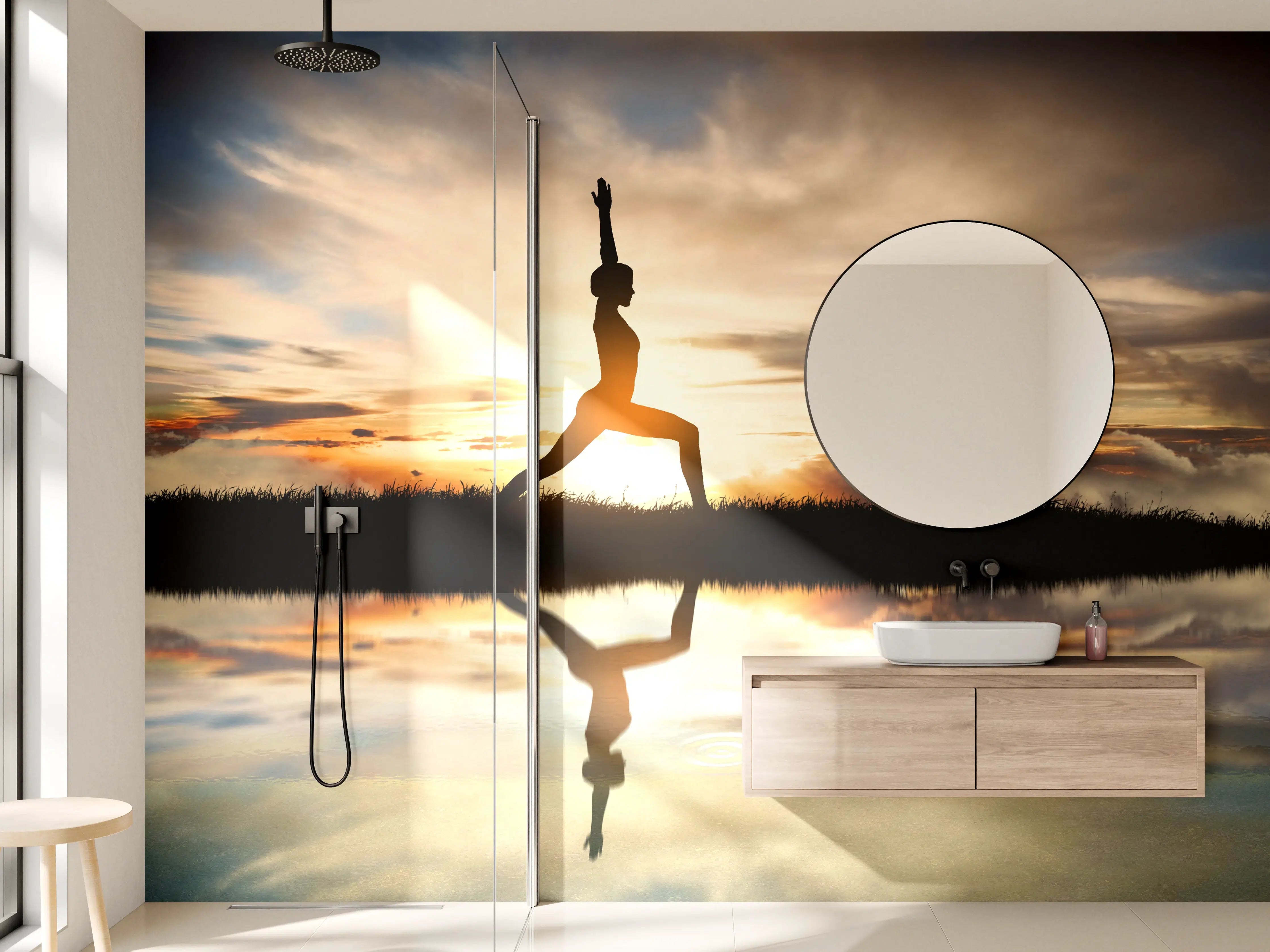 Wandverkleidung Bad - Yoga praktizierendes Mädchen