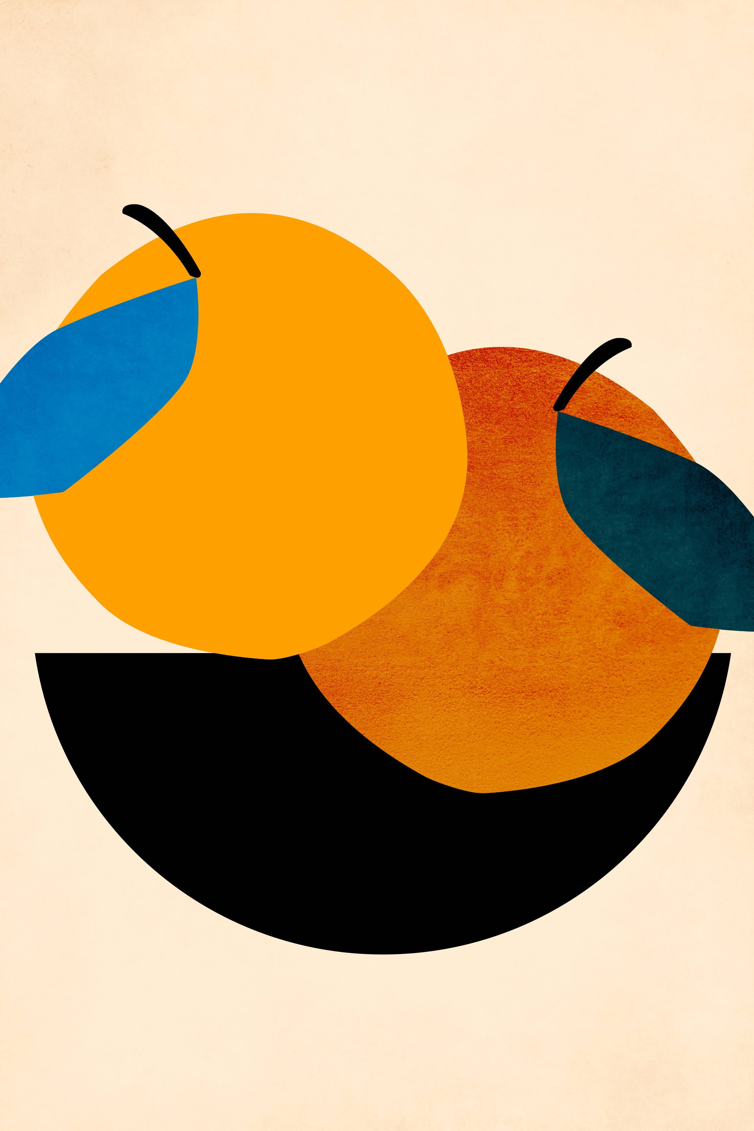 Wandverkleidung Bad-Zwei Orangen - Zeichnung
