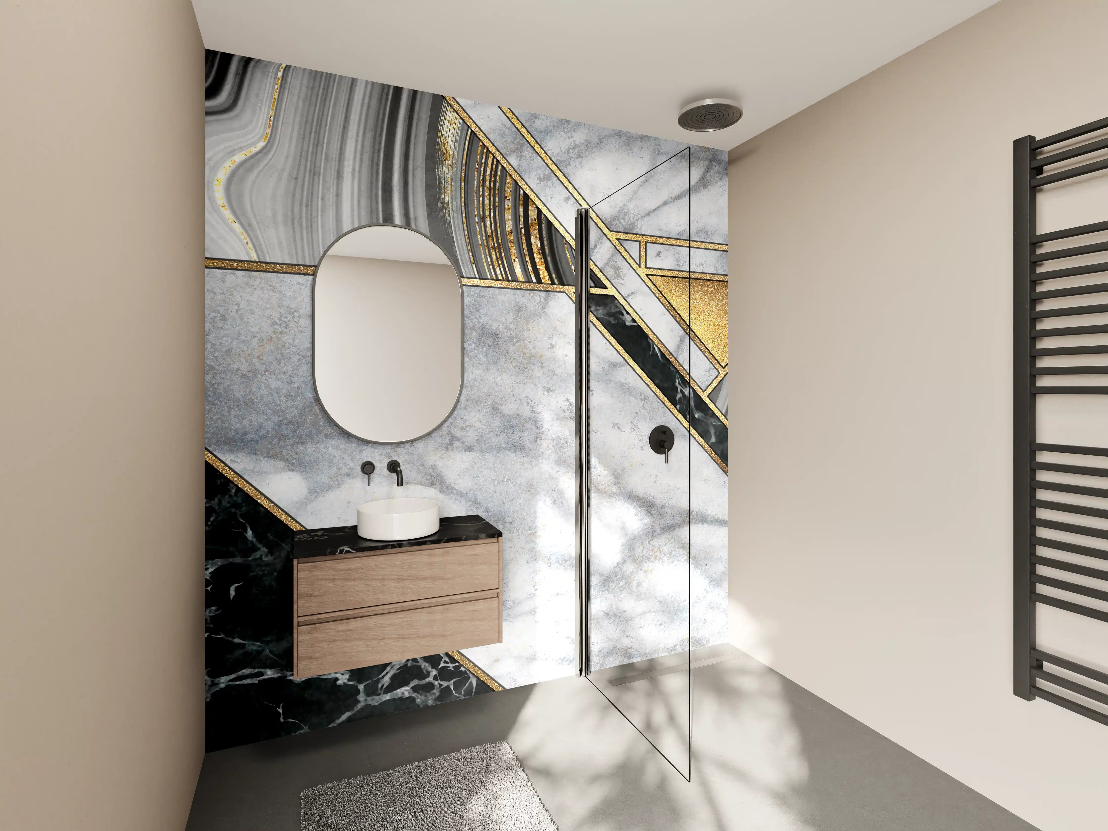 Wandverkleidung Bad - abstrakter Art Deco Hintergrund