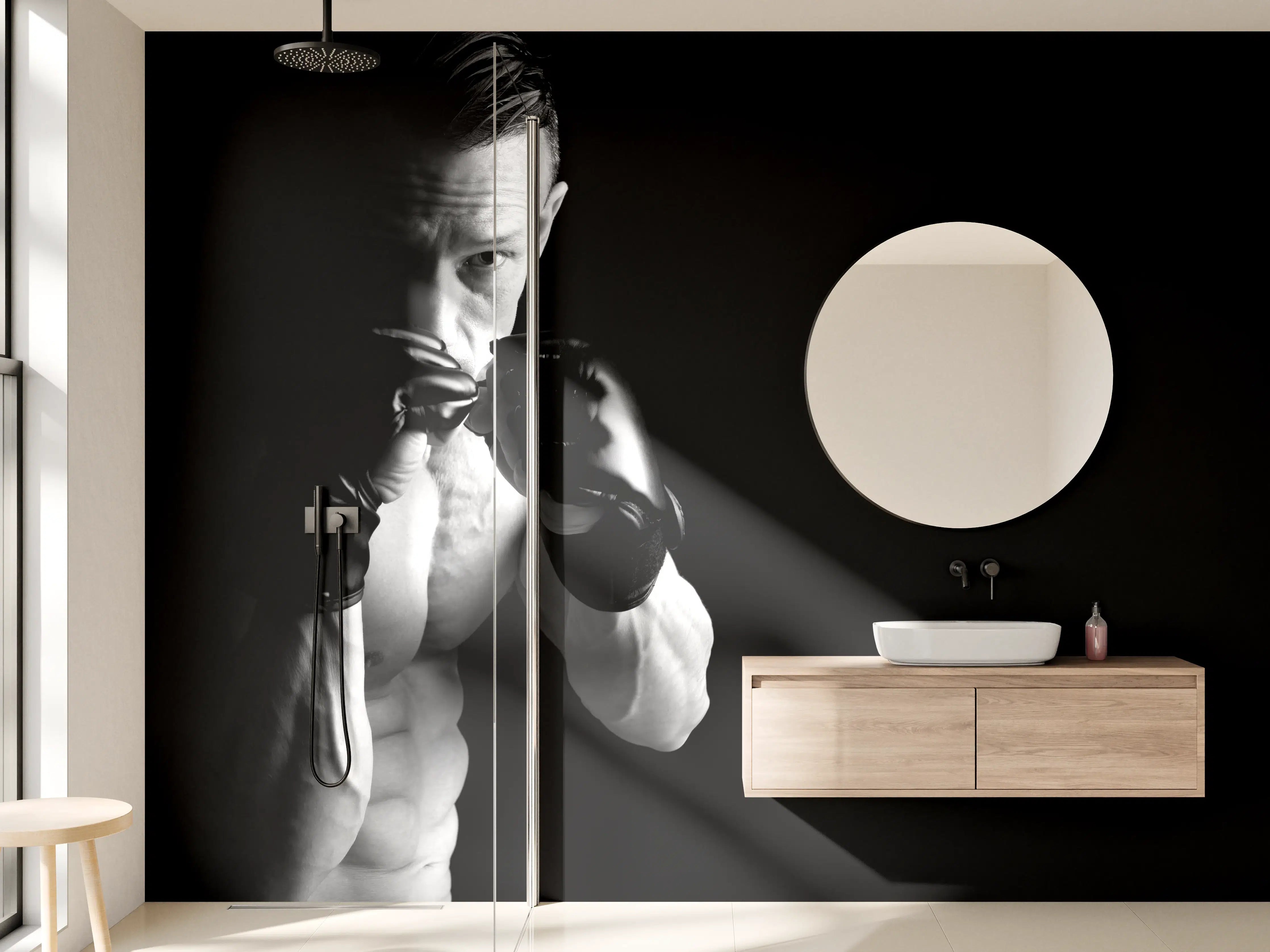 Wandverkleidung Bad - athletischer MMA-Sportler
