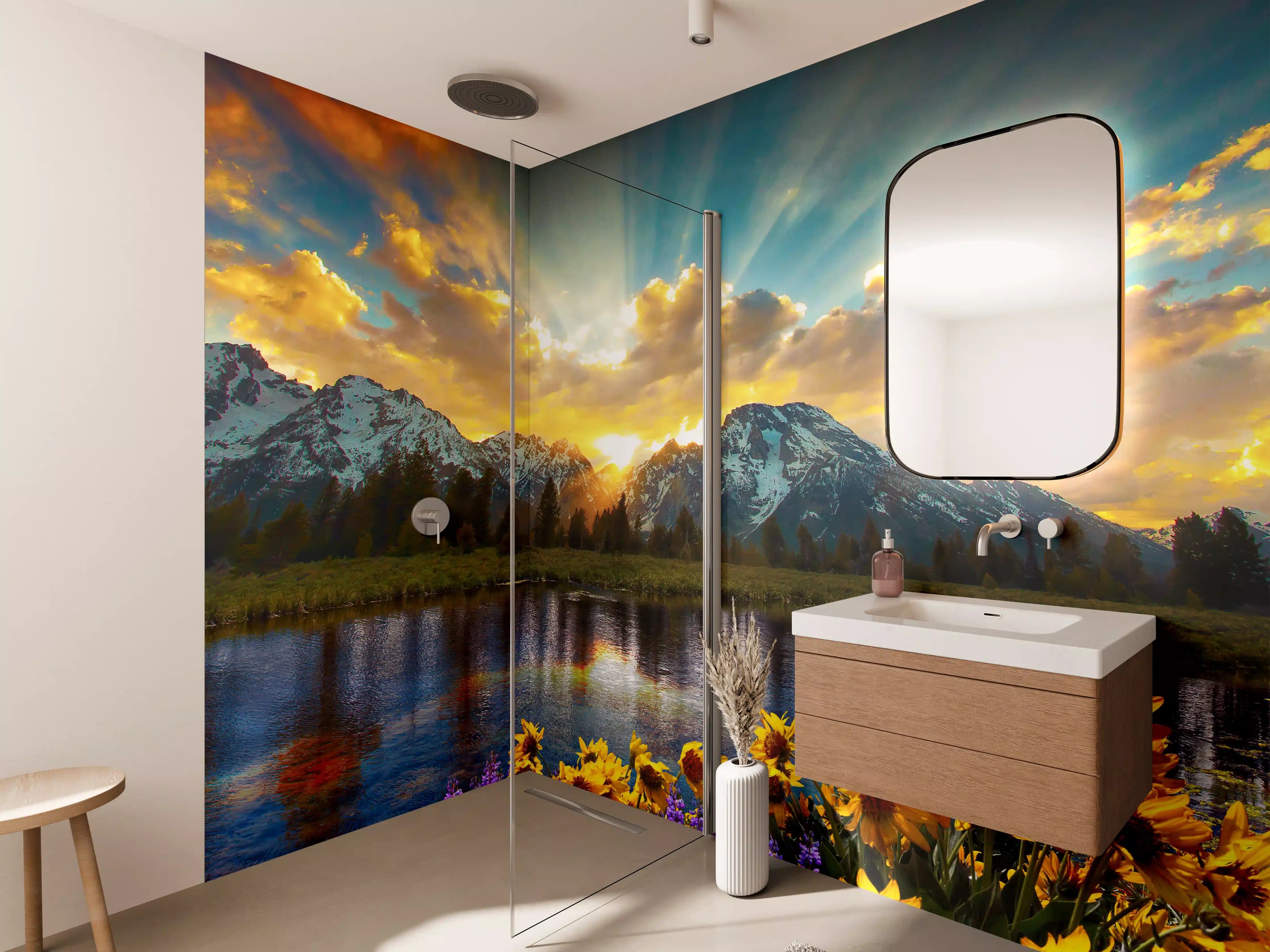 Wandverkleidung Bad - einzigartiges Lichtspiel im Grand Teton