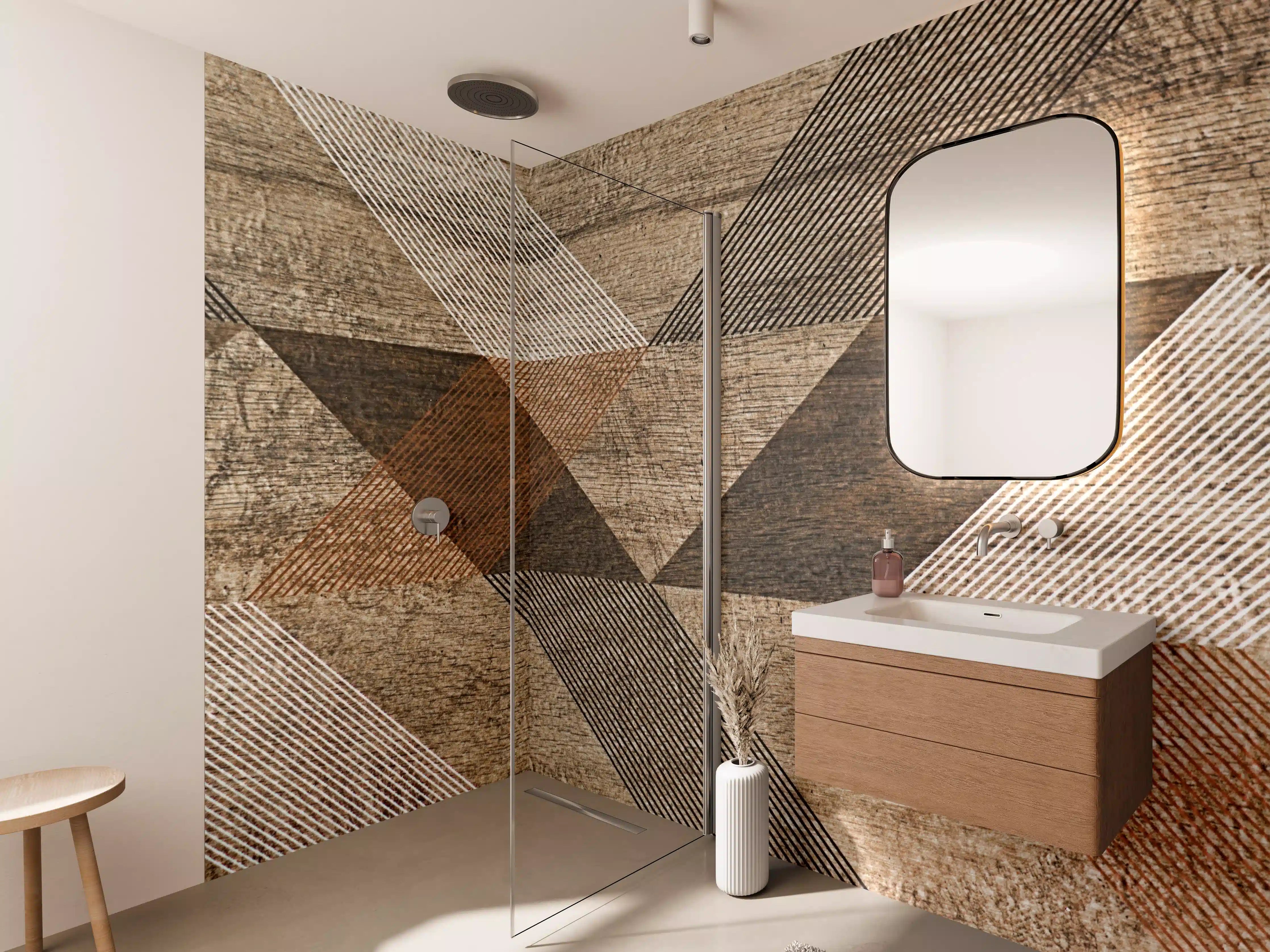 Wandverkleidung Bad - geometrisches Mosaik Design
