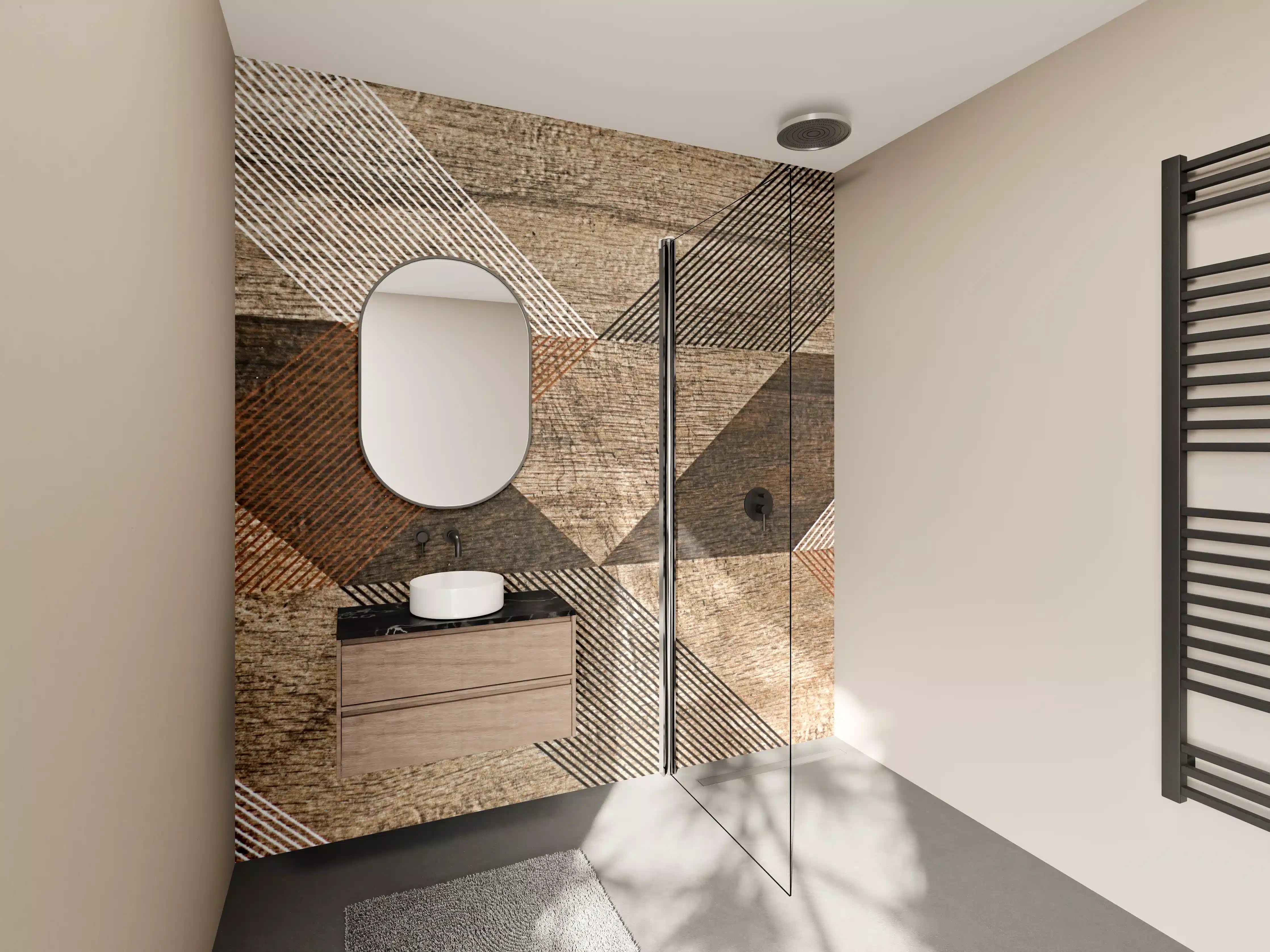 Wandverkleidung Bad - geometrisches Mosaik Design