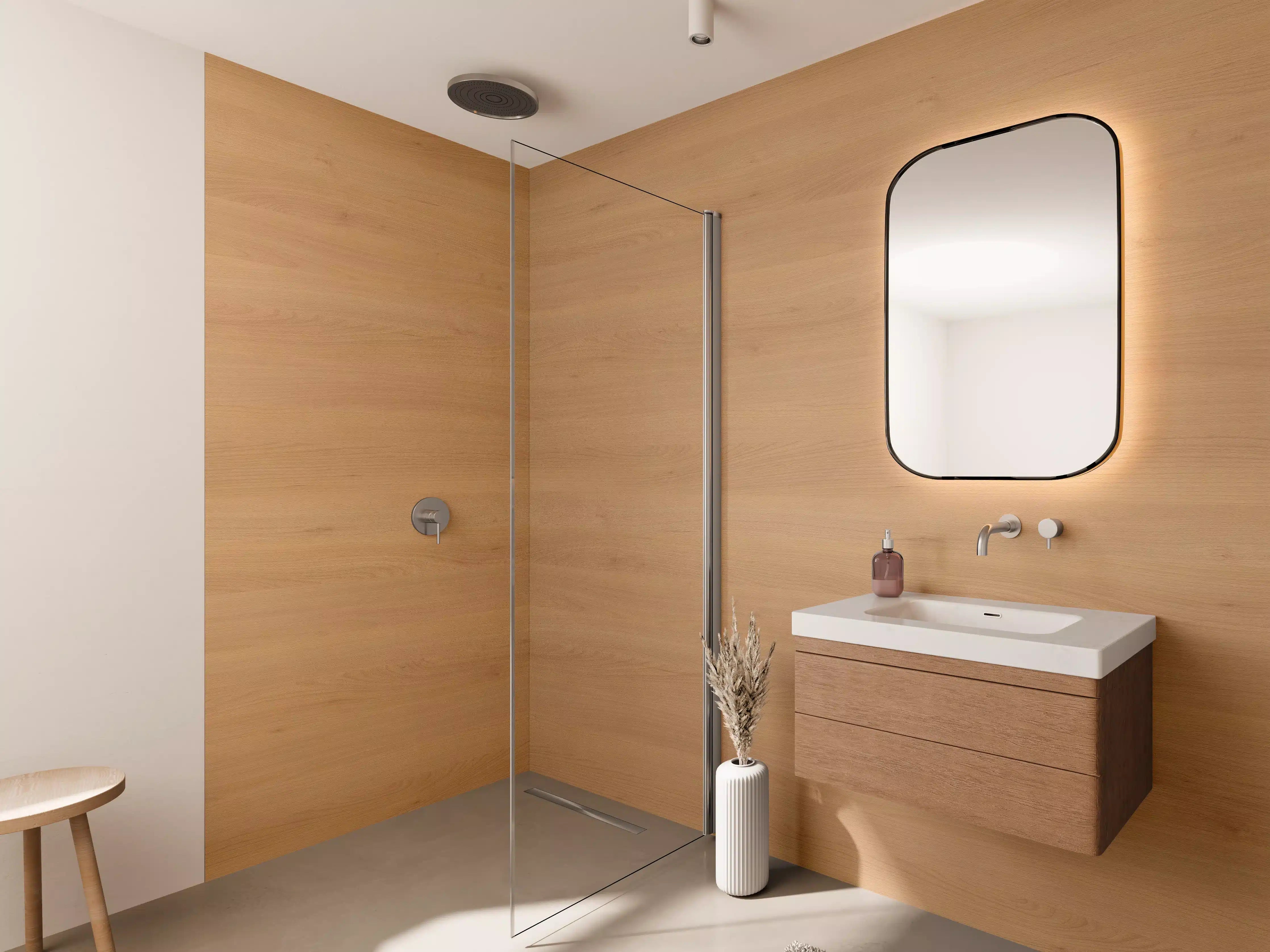 Wandverkleidung Bad - harmonisches Natur Holz 