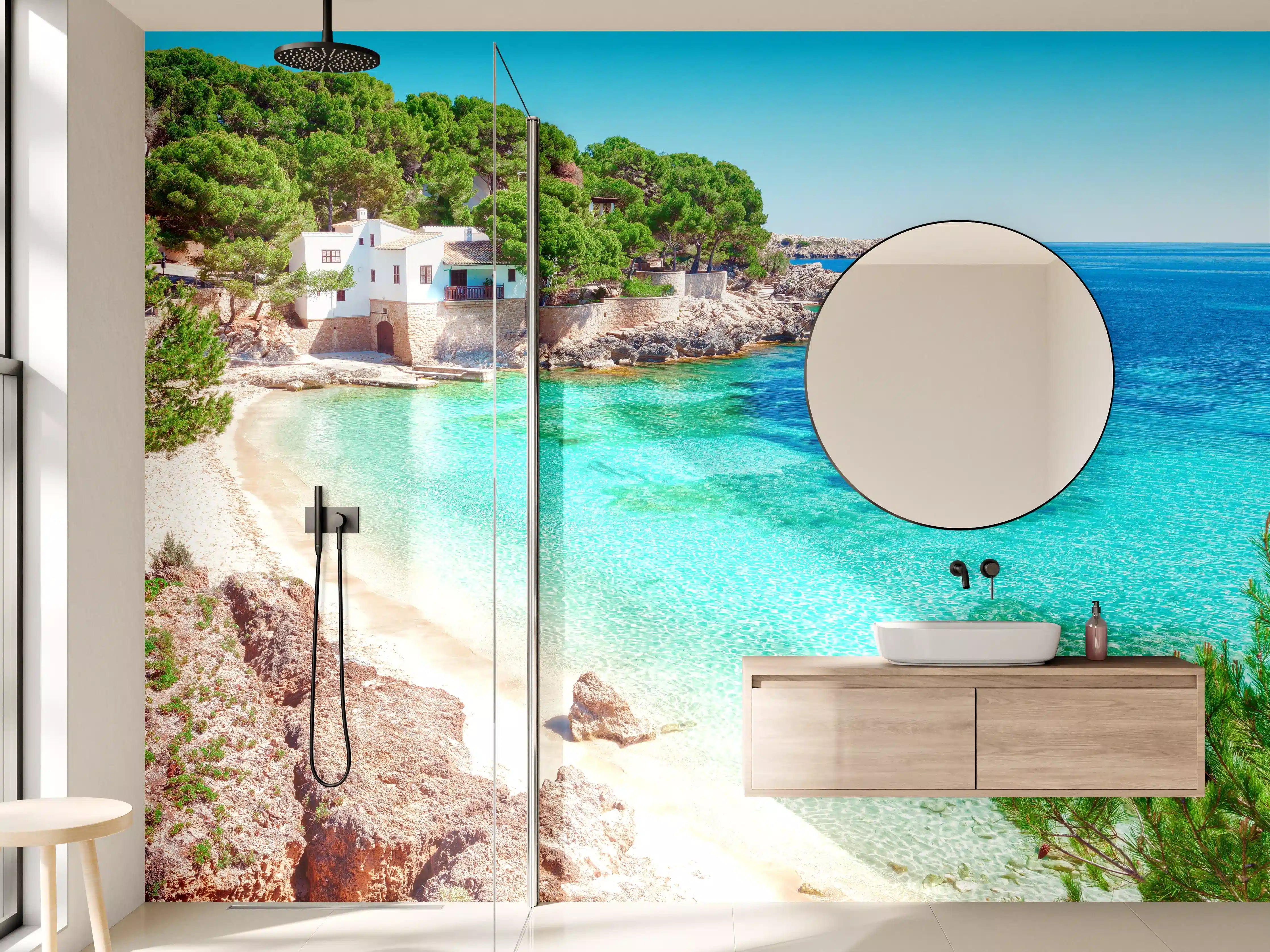 Wandverkleidung Bad - traumhafter Mallorca Strand 