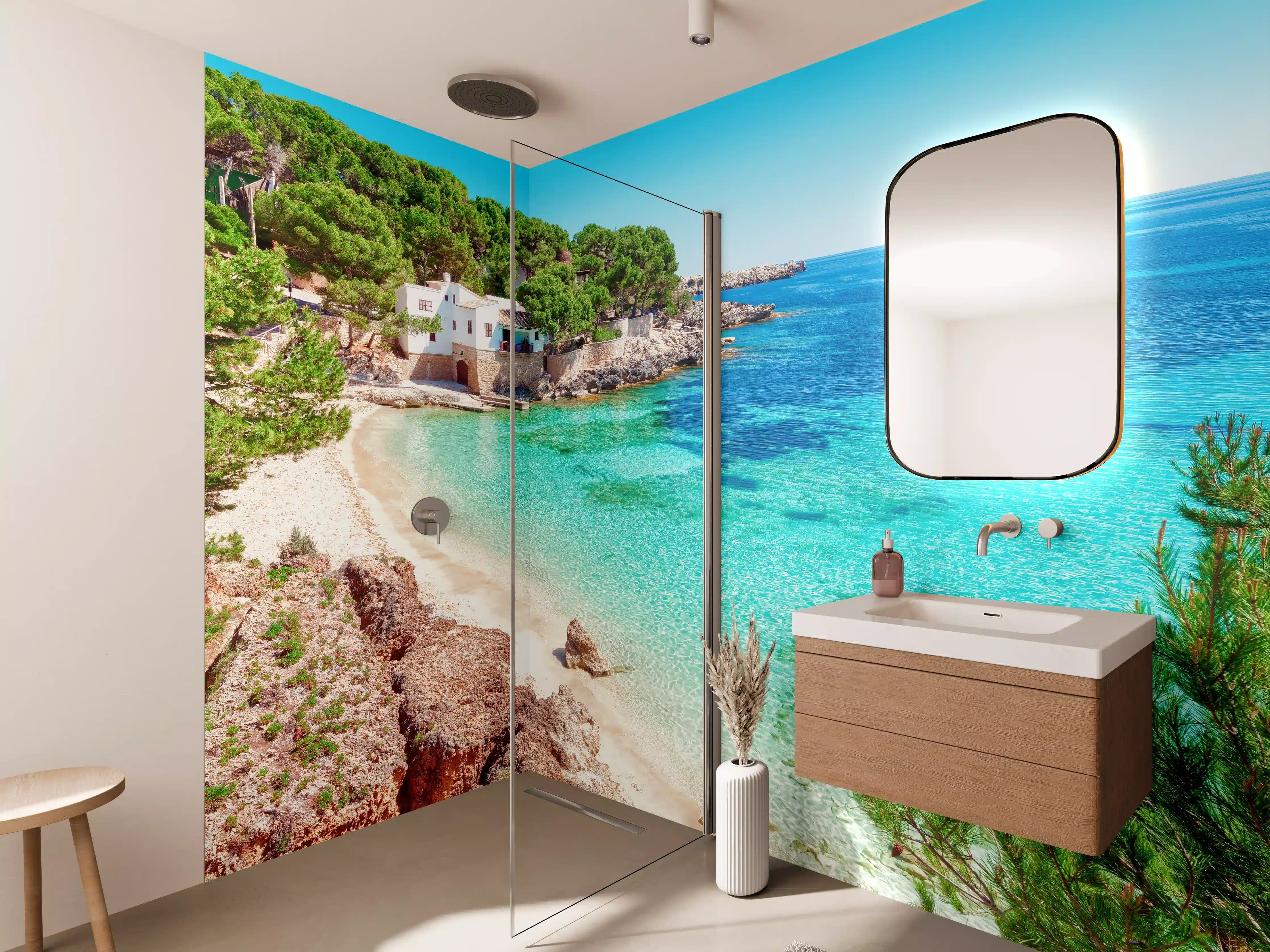 Wandverkleidung Bad - traumhafter Mallorca Strand 
