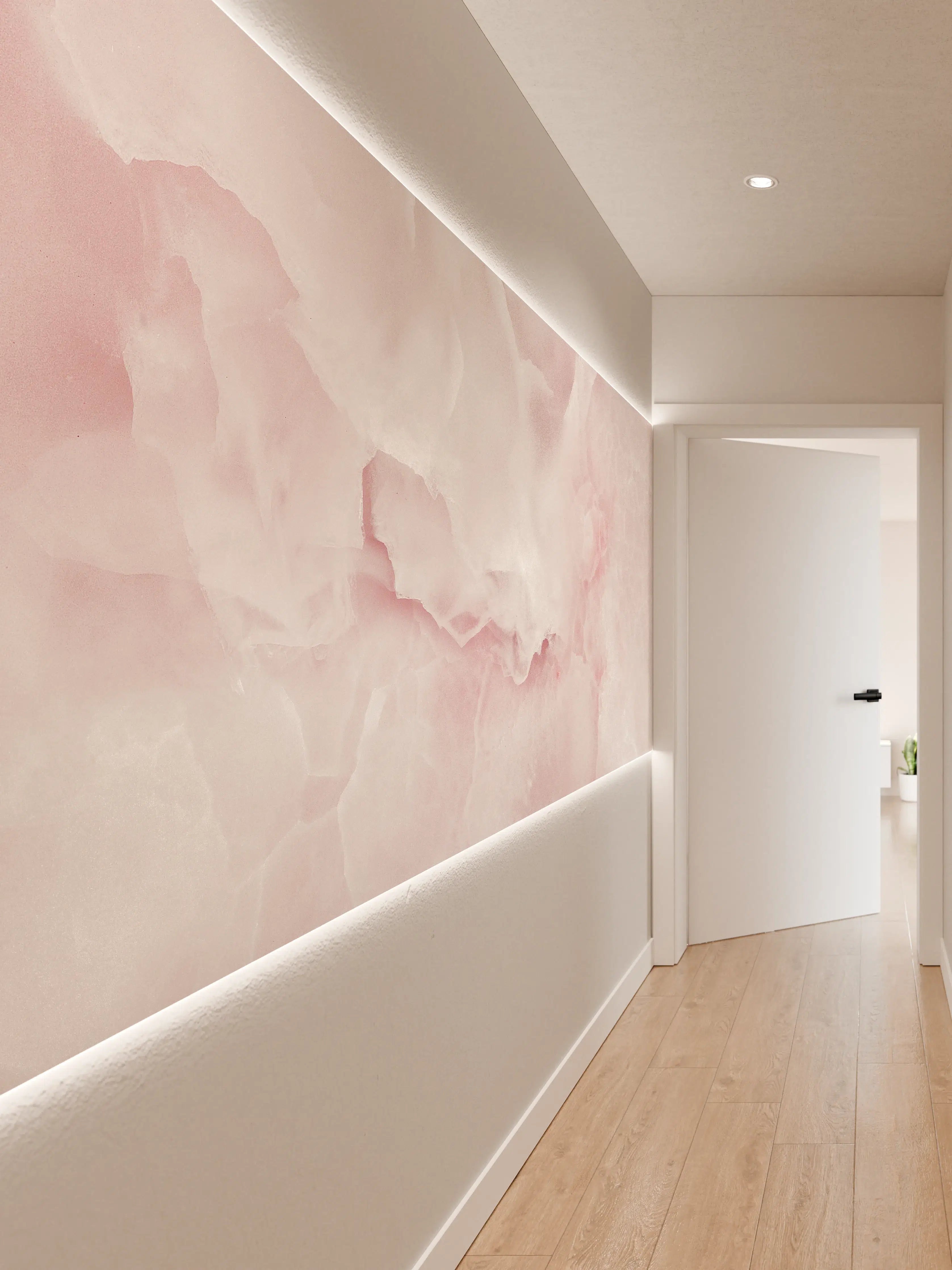 Wandverkleidung Flur -  Rosa Emperador Onyx Marmor
