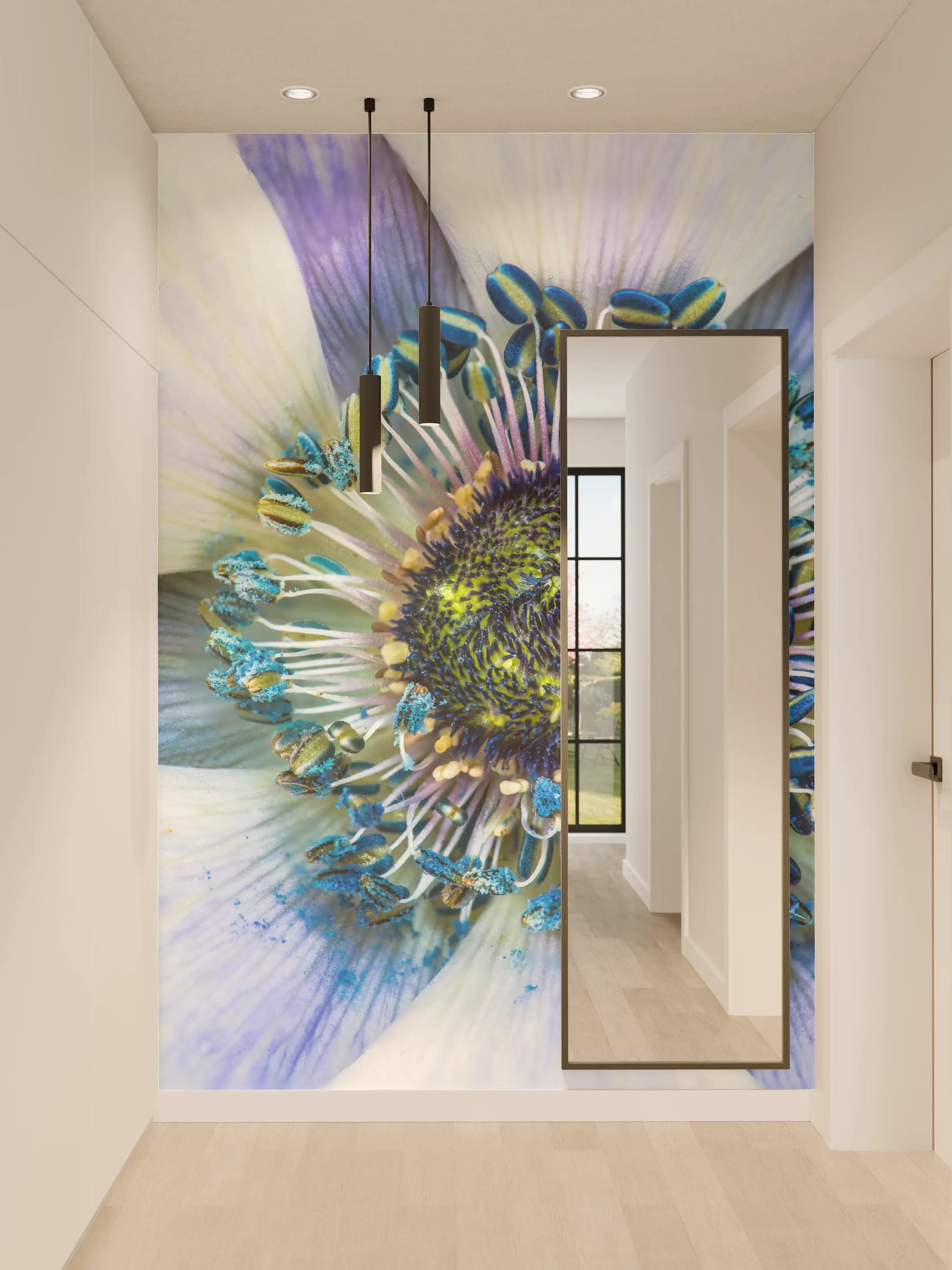 Wandverkleidung Flur -  hübsche aufblühende Blume