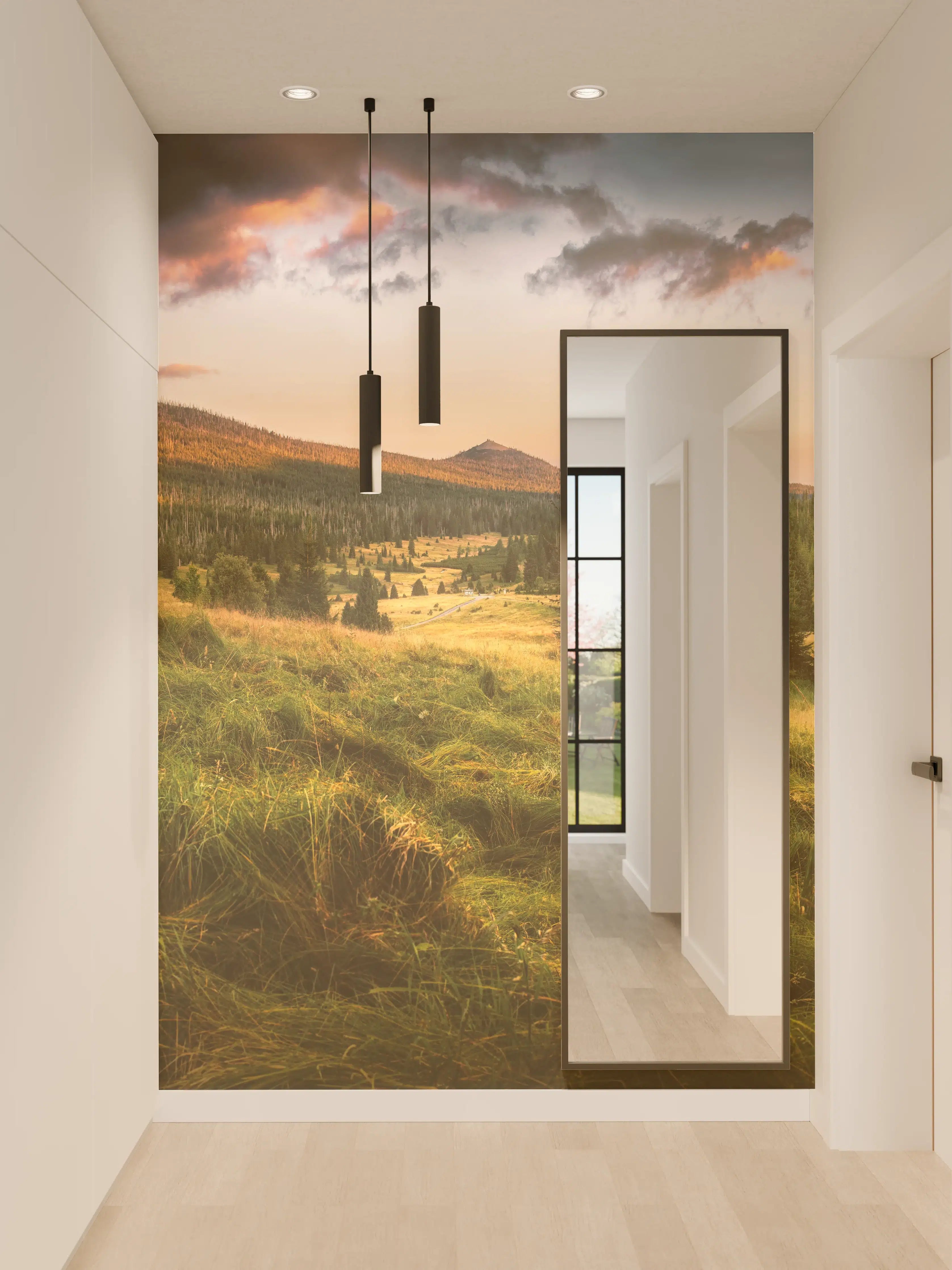 Wandverkleidung Flur - Abendlicher Berg Luzný - Tschechien