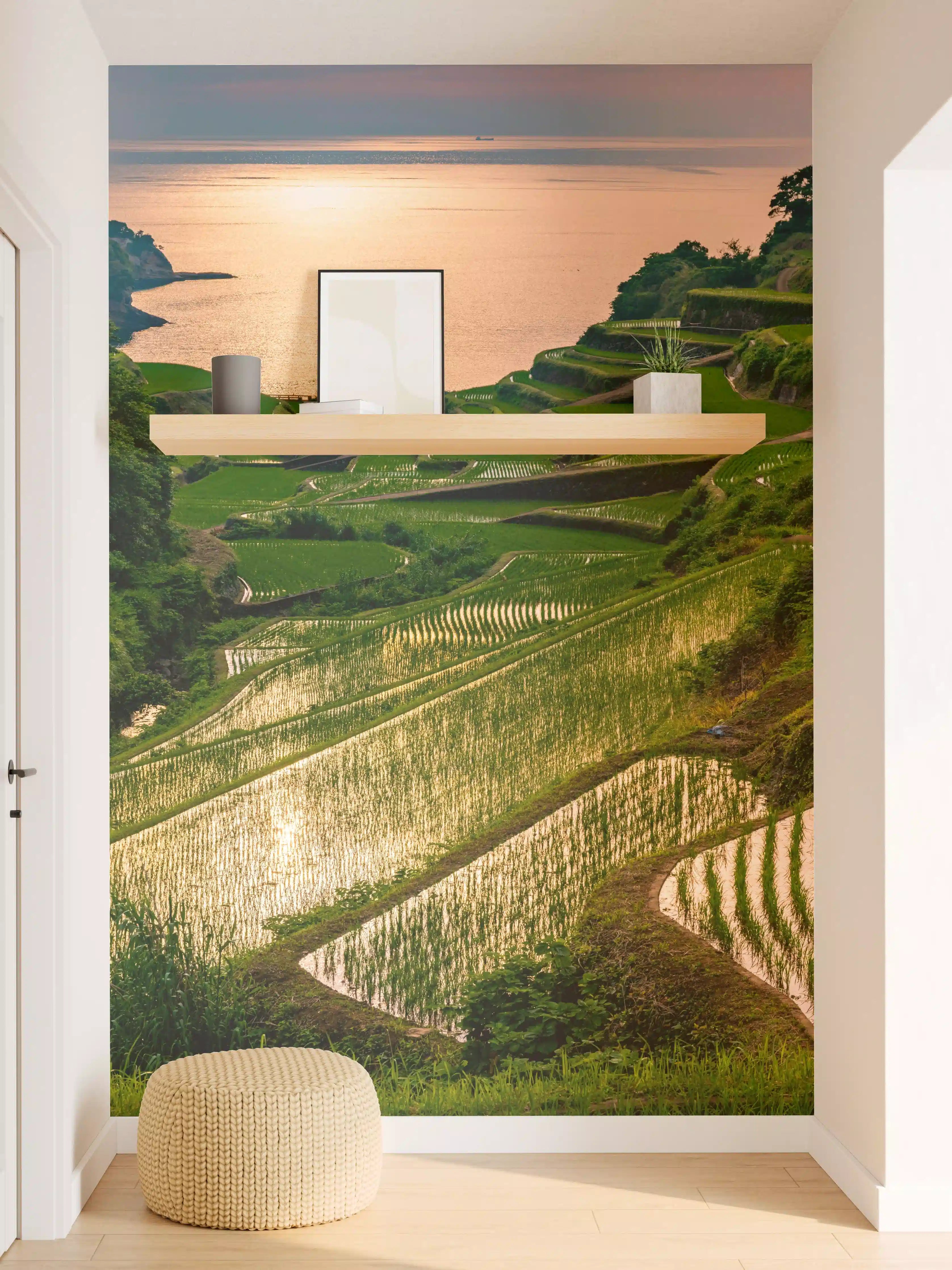 Wandverkleidung Flur - Abendlicher Blick japanische Berglandschaft