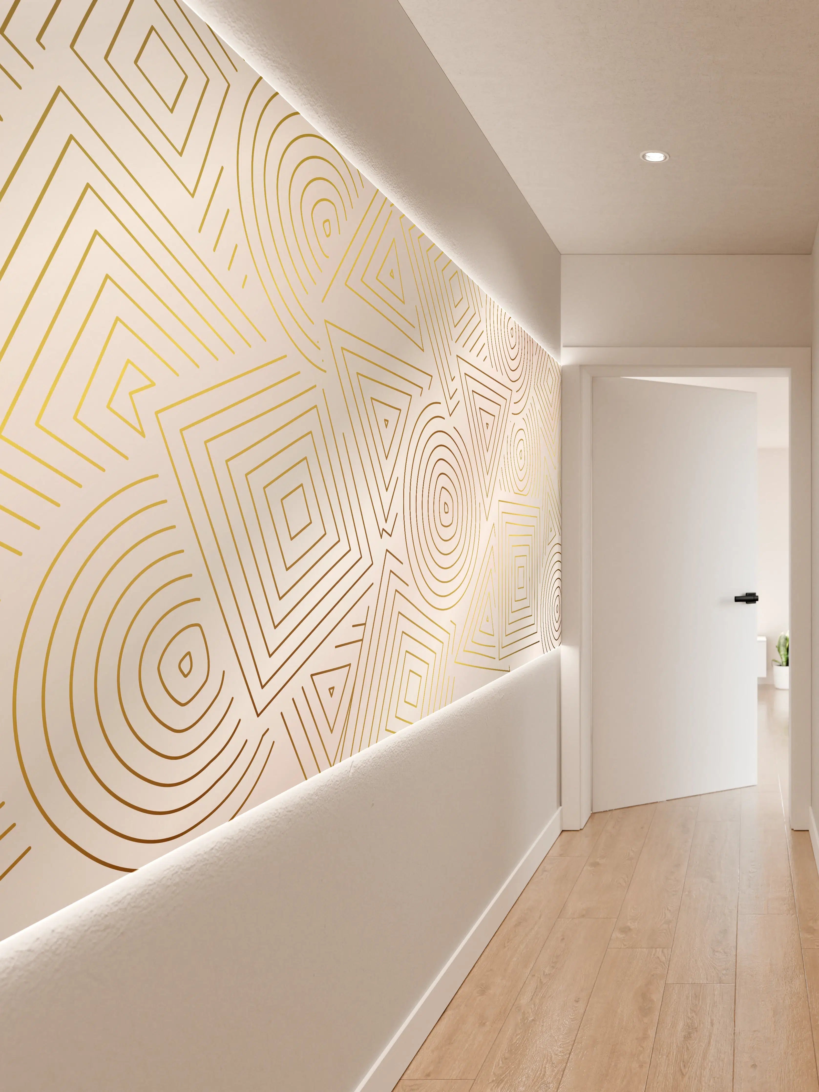 Wandverkleidung Flur - Abstrakt Geometrische Linien Kunst