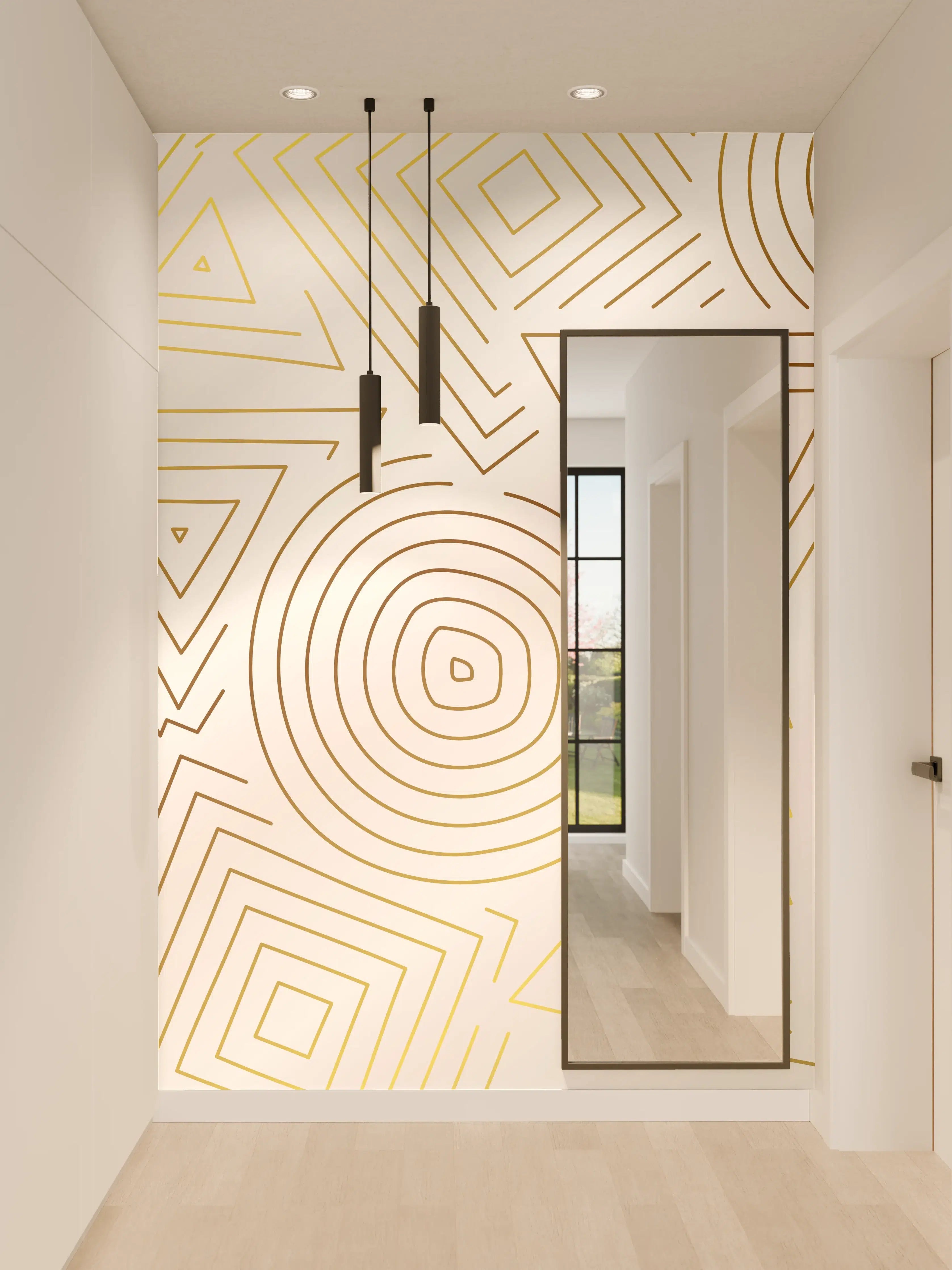 Wandverkleidung Flur - Abstrakt Geometrische Linien Kunst
