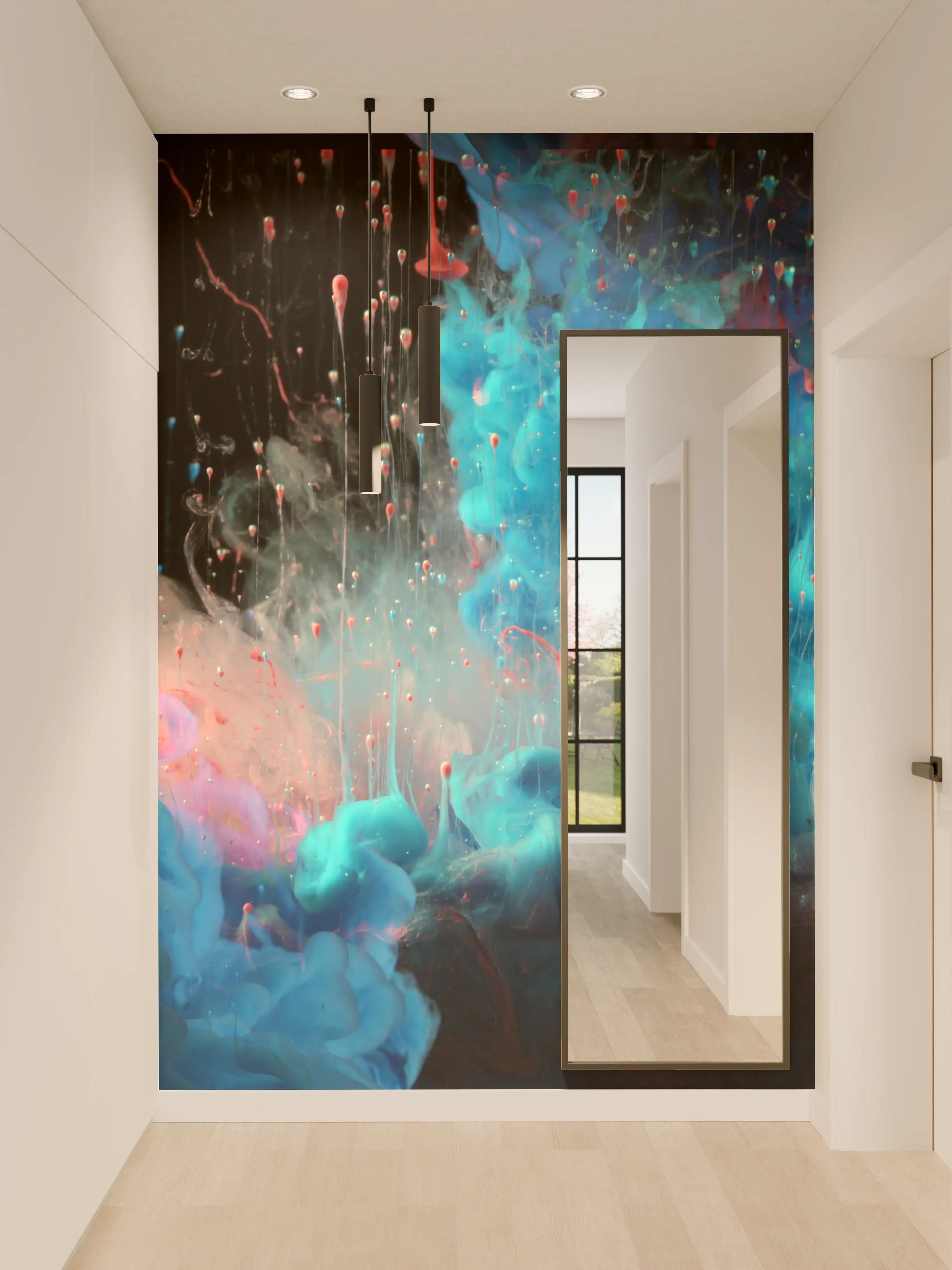 Wandverkleidung Flur - Abstrakte Acryl-Farbexplosion