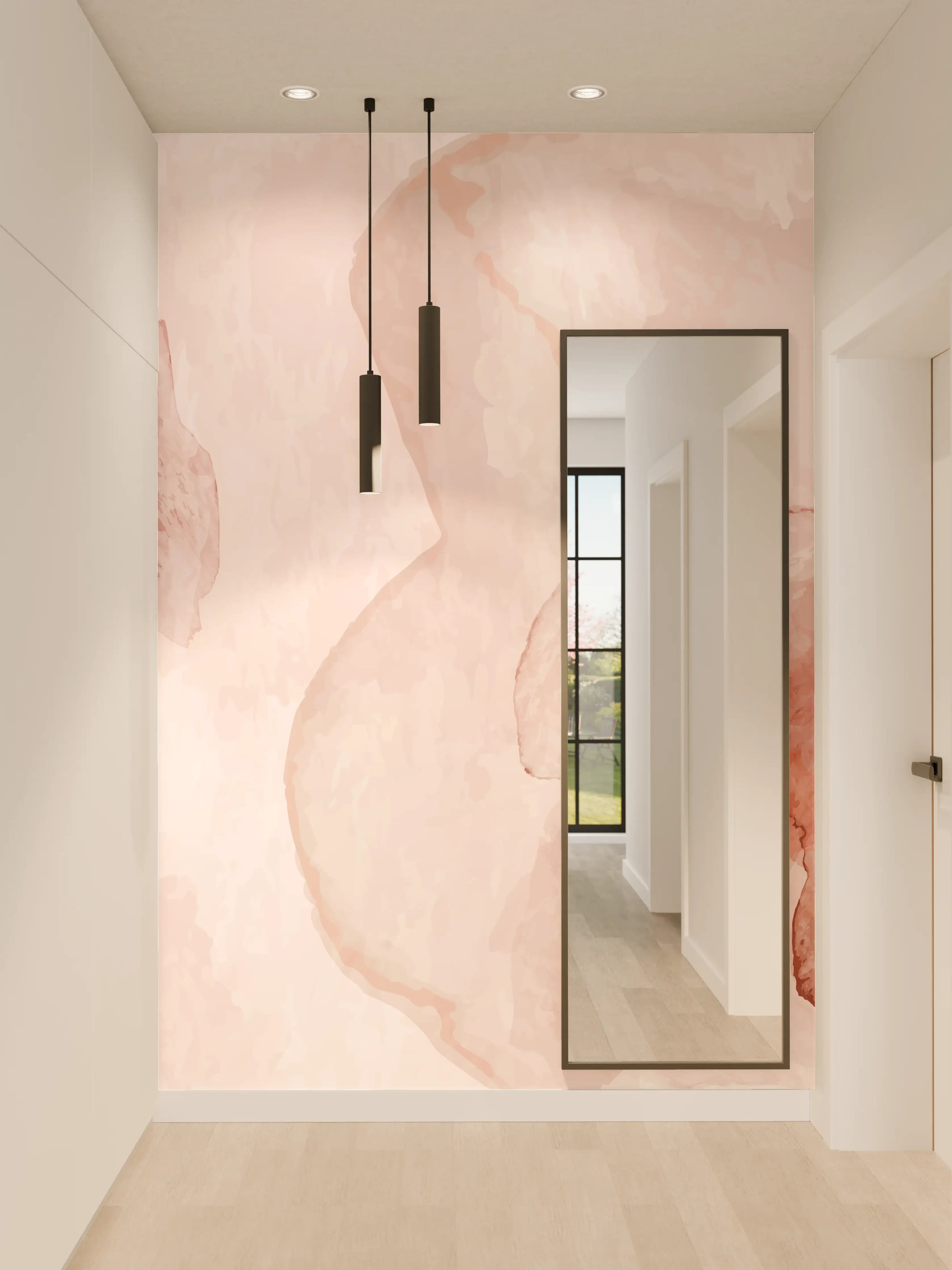 Wandverkleidung Flur - Abstrakte Aquarell Rosa Töne